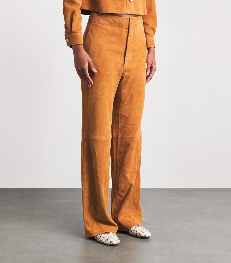 Ulla Johnson Womens Suede Freja Straight Trousers Cognac Image 4