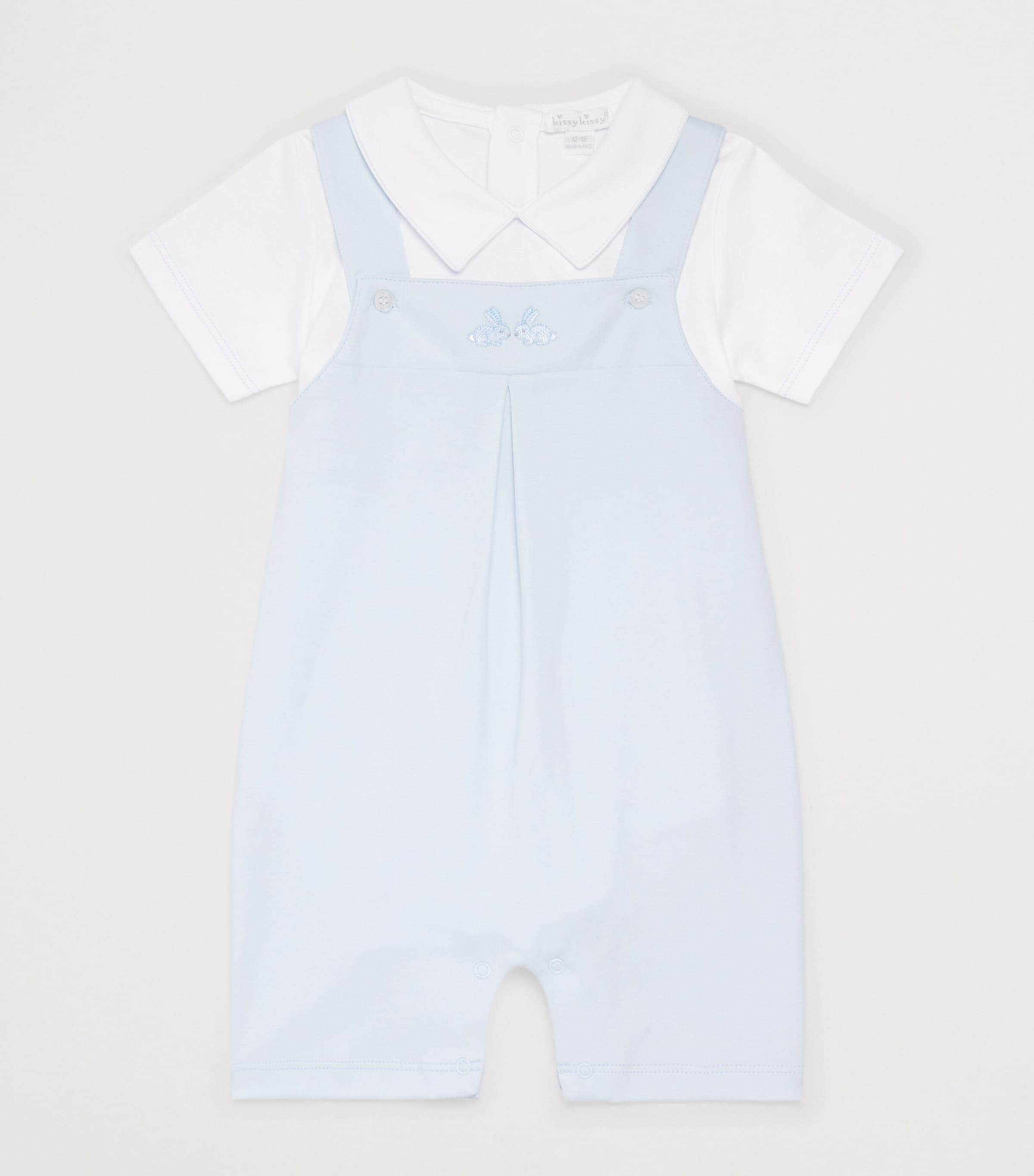 Kissy Kissy Pima Cotton Bodysuit and  Dungarees Set (0-24 Months) Blue/whit Image 3