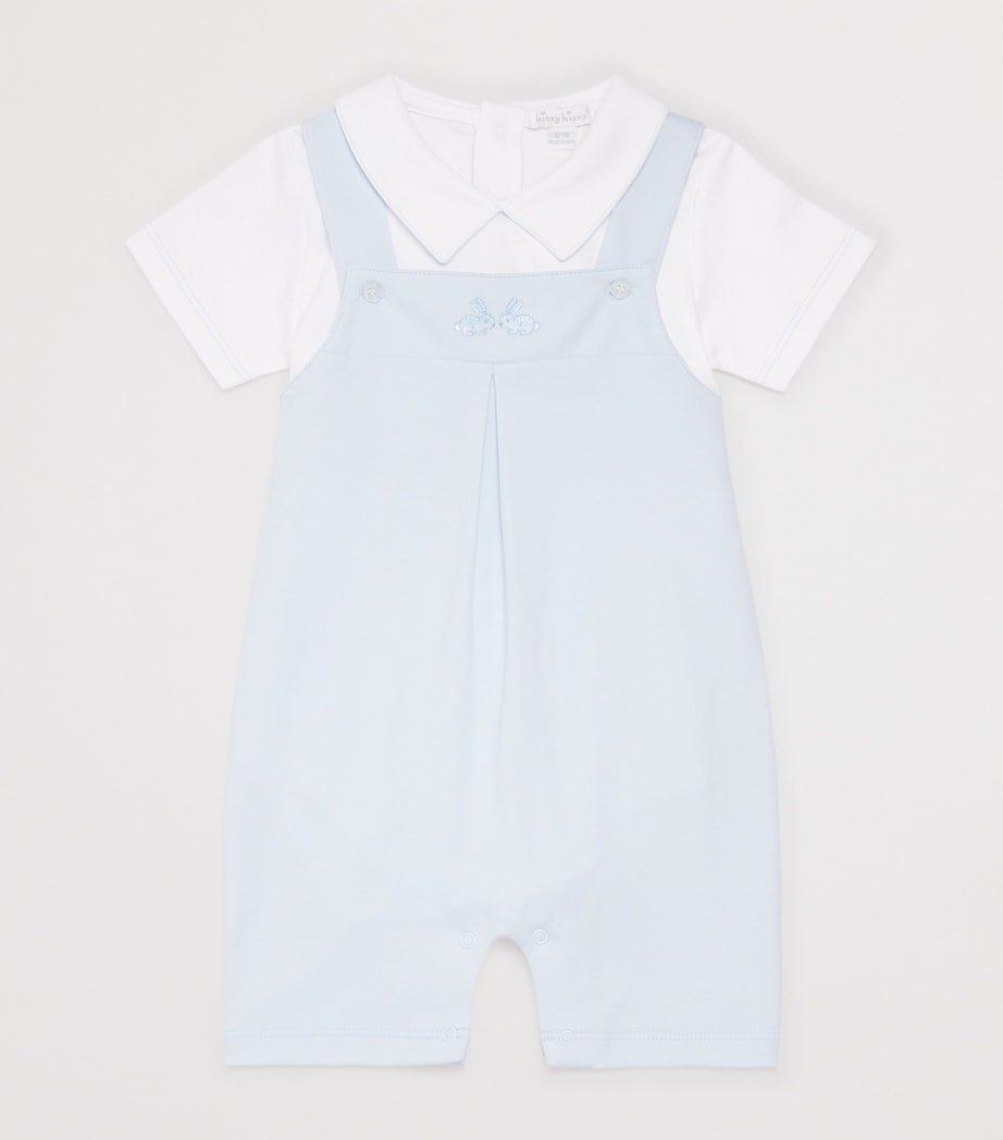 Kissy Kissy Pima Cotton Bodysuit and Dungarees Set (0-24 Months) Blue/whit Image 3