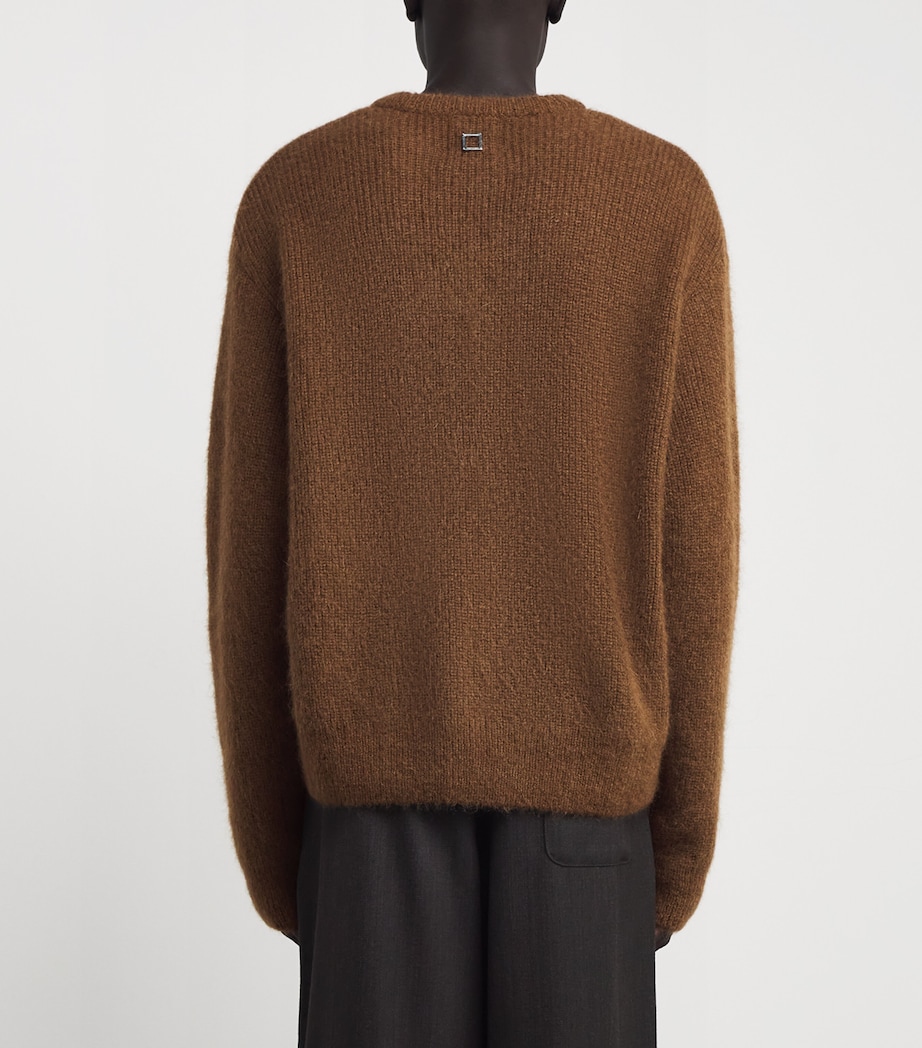 Mohair-Wool-Blend Rope-Stich Sweater CAMEL Image 4