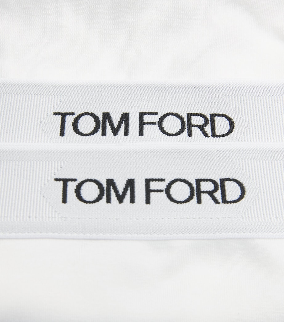 TOM FORD Mens Stretch-Cotton Logo Boxer Briefs (Pack of 2) White Image 5