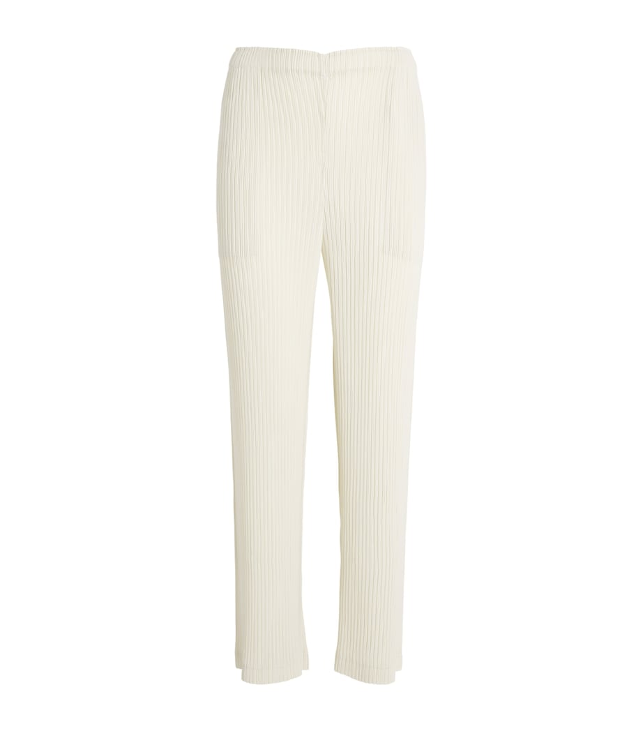 Issey Miyake Womens Hatching Pleats Straight Leg Trousers Off White Image 1