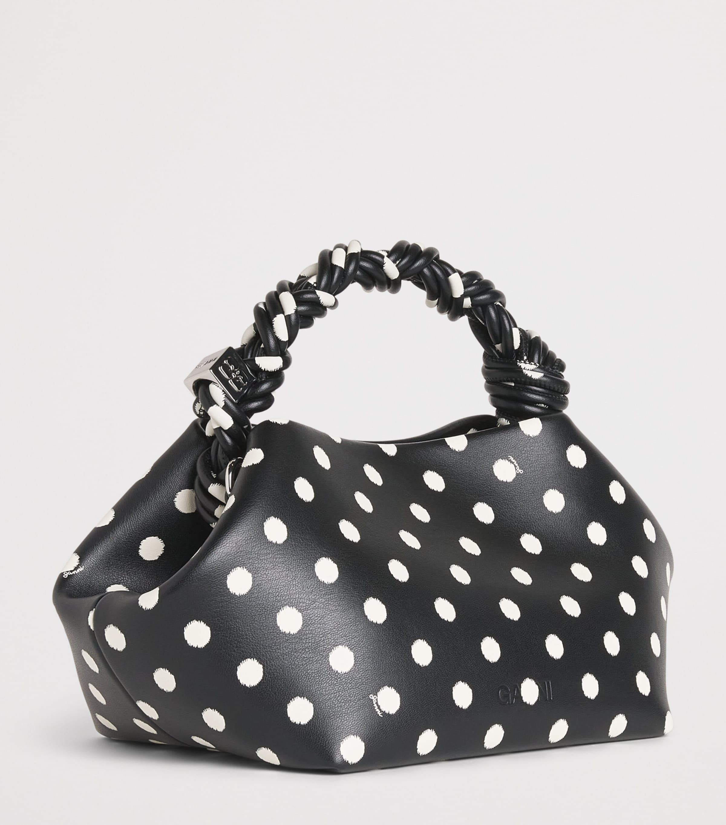 Small Polka-Dot Bou Top-Handle Bag 099 BLACK Image 3
