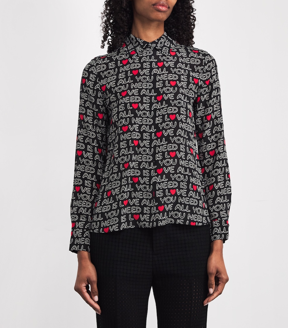 Alice+Olivia Womens x The Beatles Silk Willa Shirt All You Need Is Love Image 3