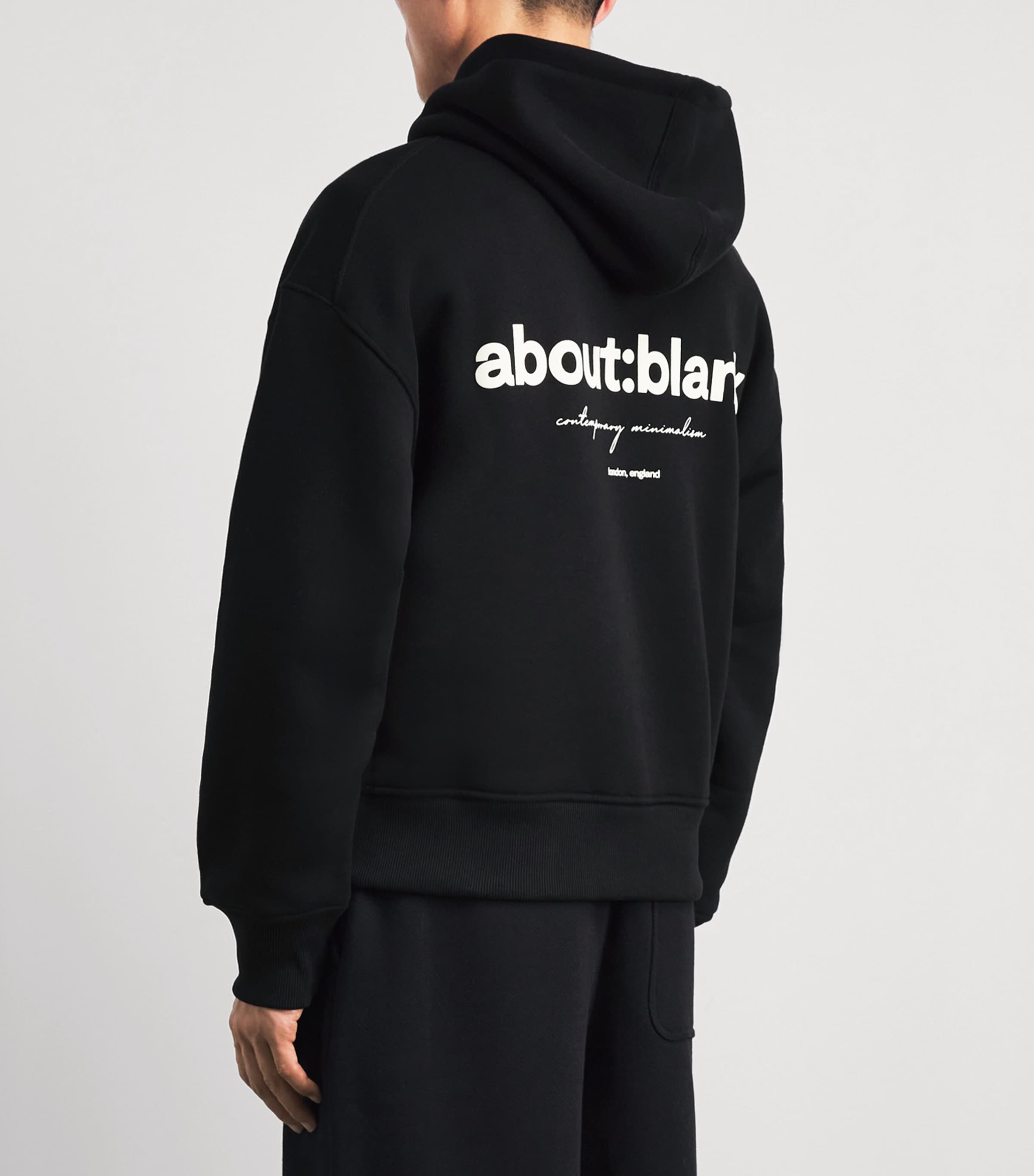 about:blank Mens Cotton Logo Hoodie Black Image 5