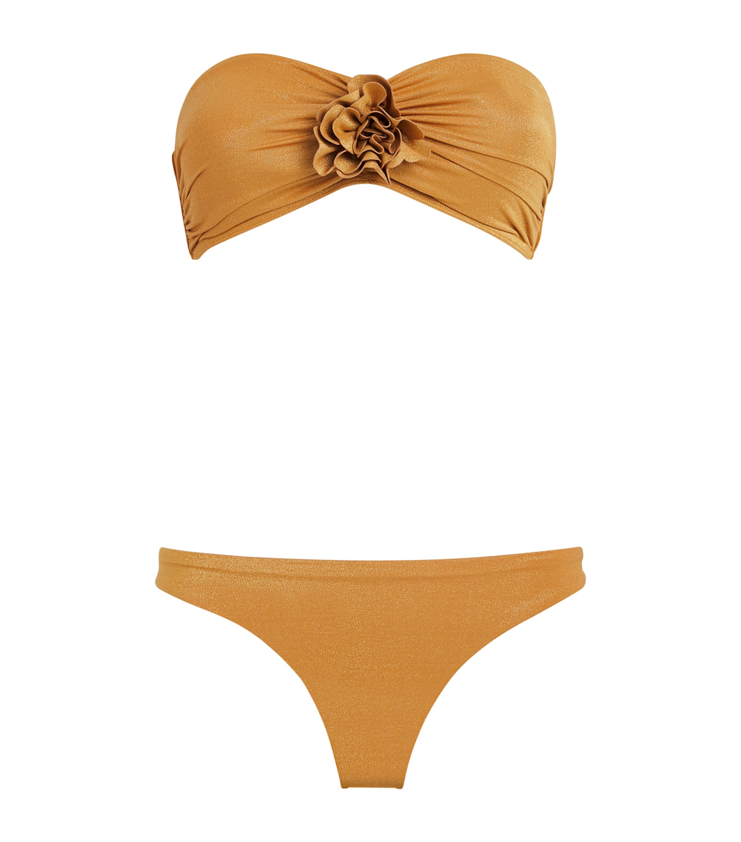 Zimmermann Lucky Bandeau Flower Beachwear Beige In Yellow