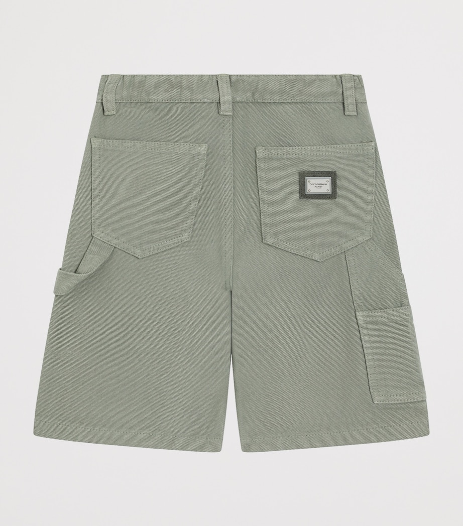 Dolce&Gabbana Kids Cotton Carpenter Shorts (8-12+ Years) Grey Green Image 2