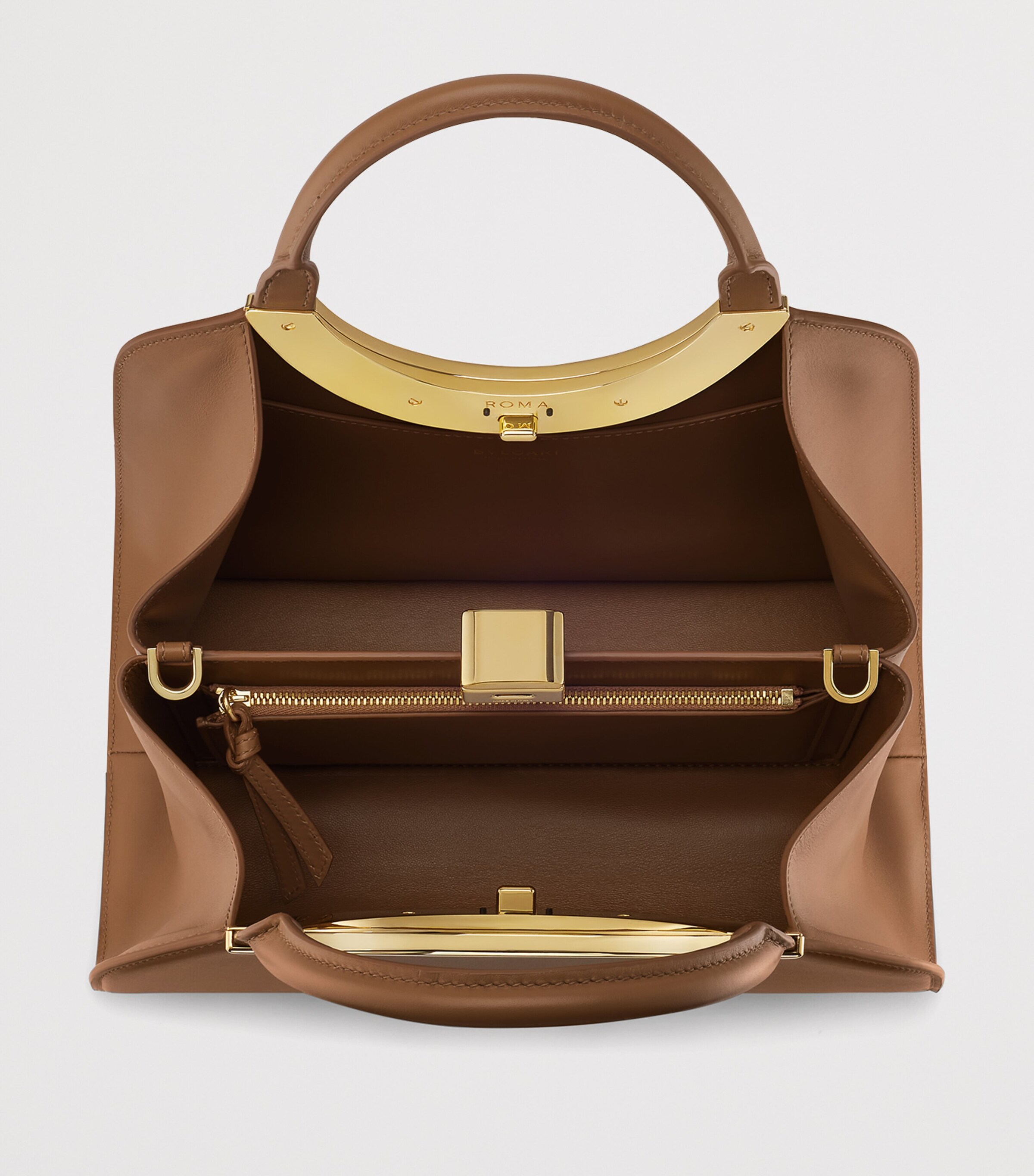 Medium Leather Roma Top-Handle Bag BROWN Image 2
