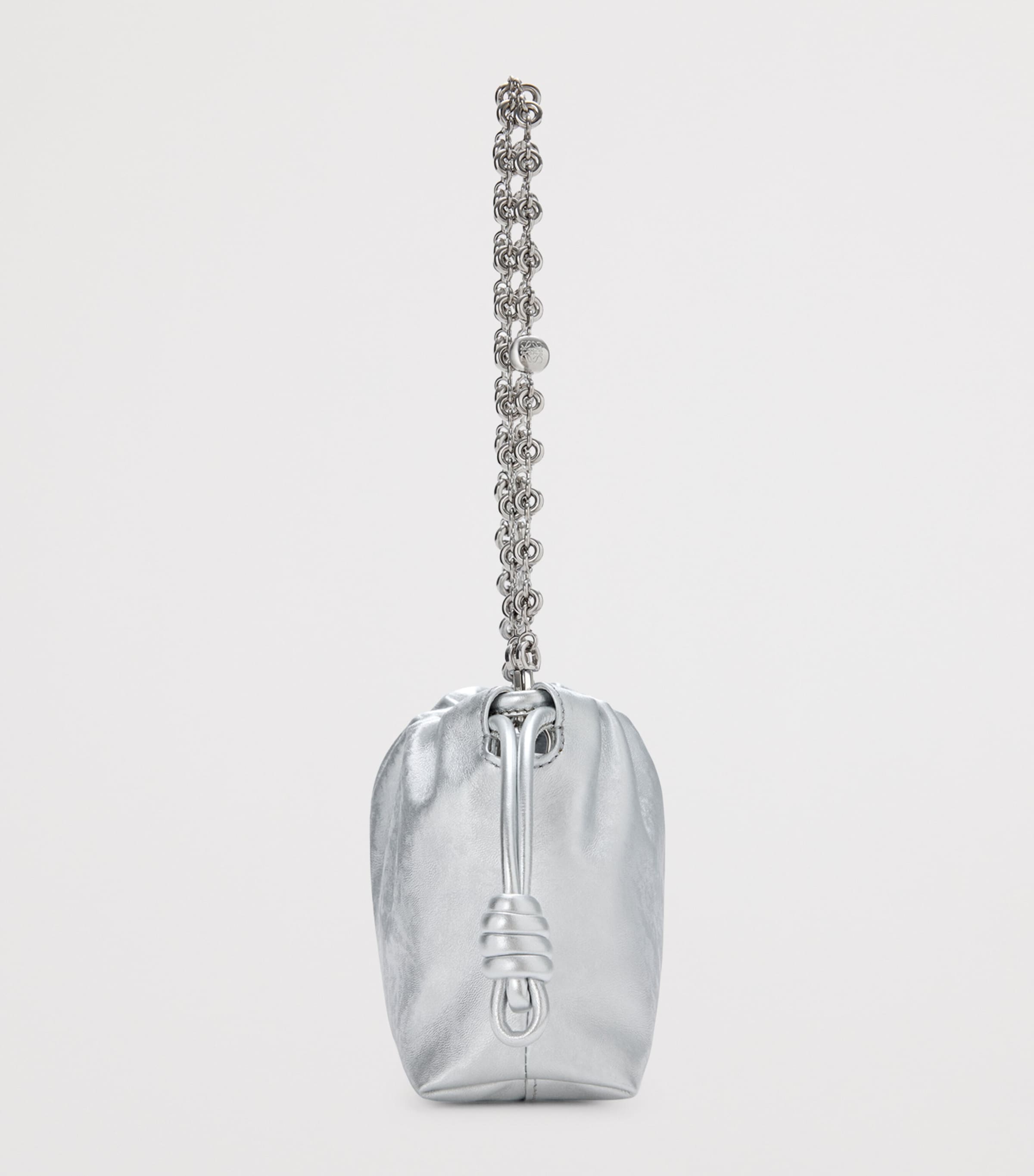 Mini Leather Flamenco Clutch Bag SILVER Image 4