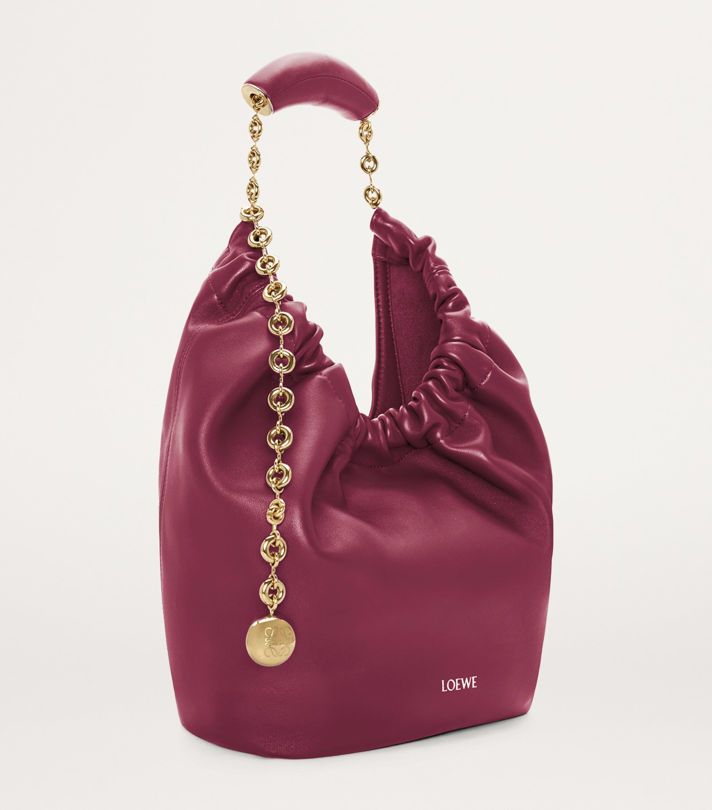 Small Leather Squeeze Top-Handle Bag CRIMSON Image 2