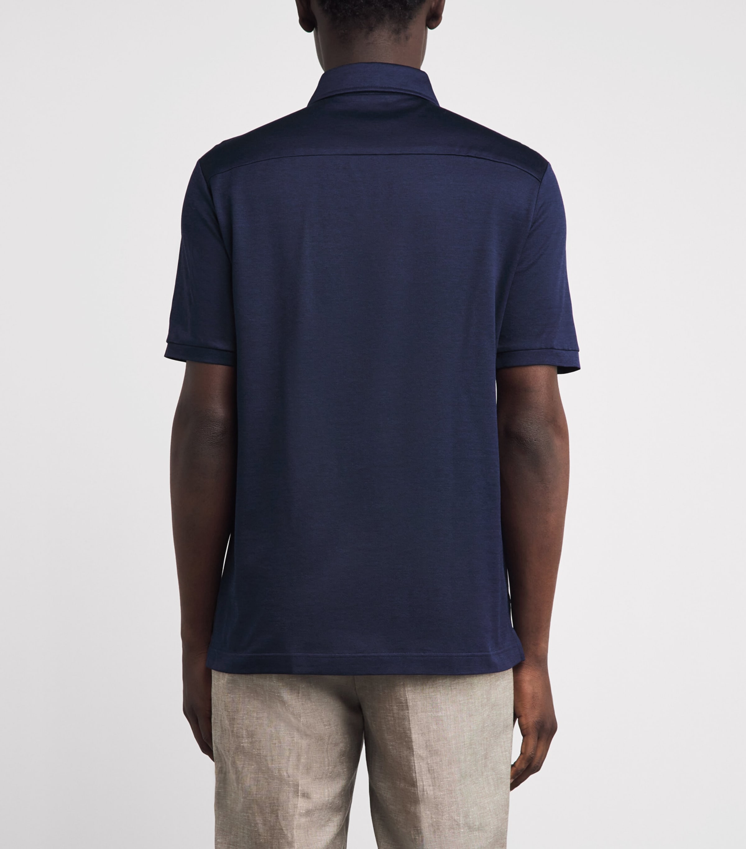 Eton Mens Cotton Filo di Scozia Polo Shirt Navy Blue Image 5