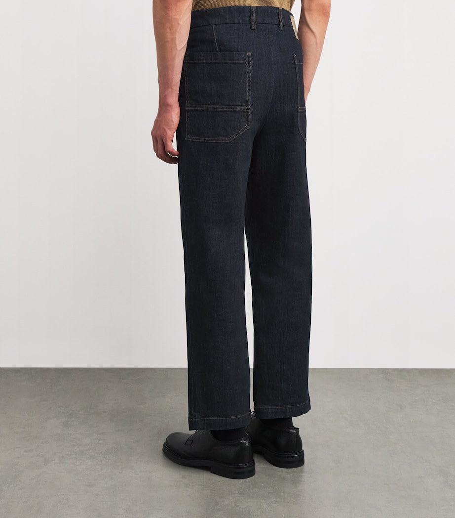 Pleated Wide-Leg Jeans 170 NAVY Image 4