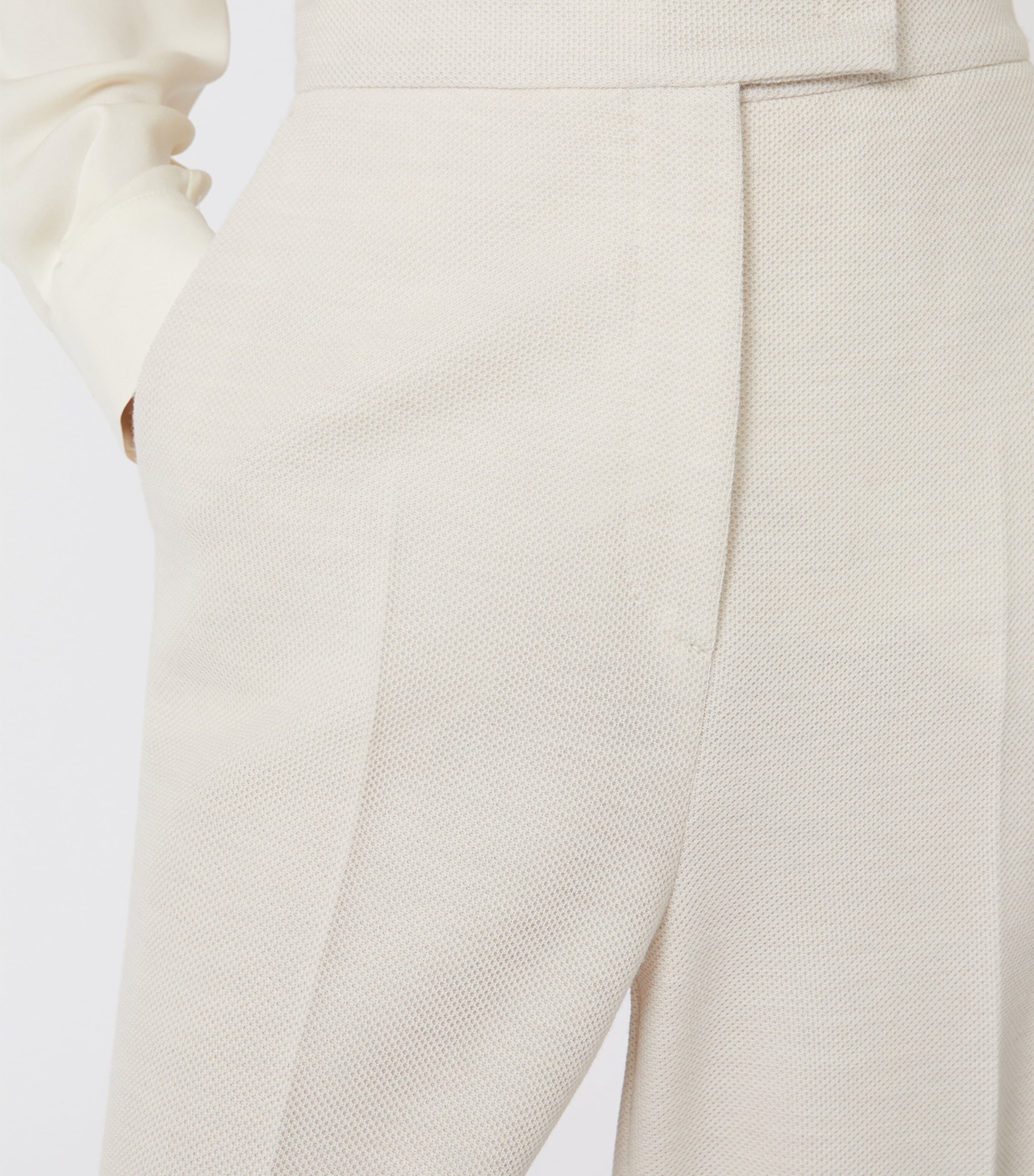 Wool Piqué Wide-Leg Trousers IVORY Image 5