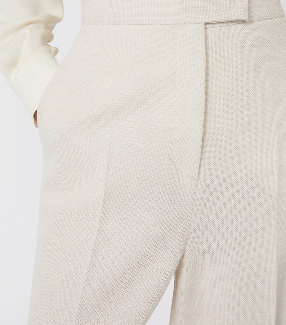 Wool Piqué Wide-Leg Trousers IVORY Image 5