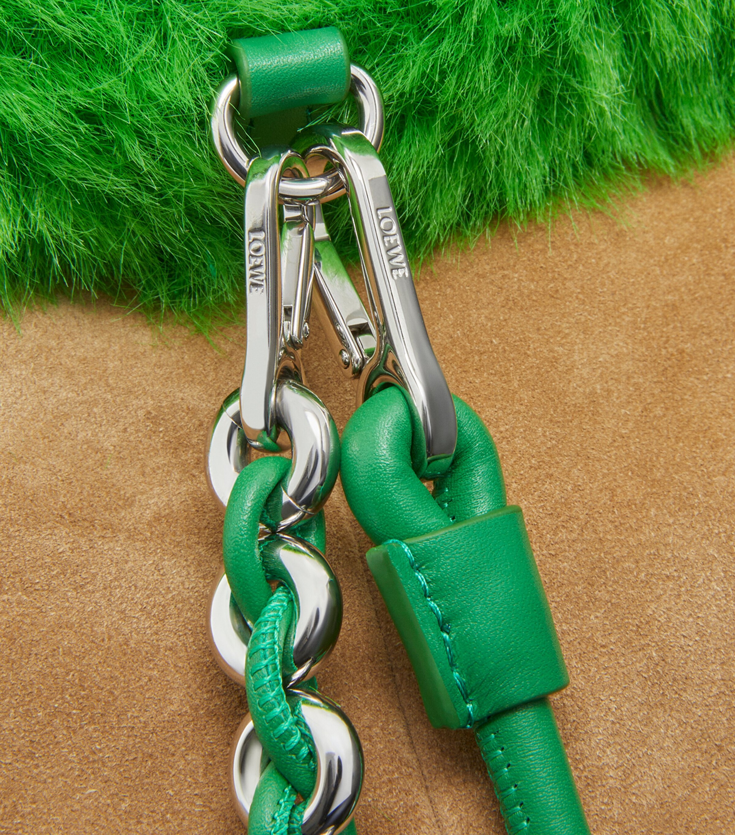 LOEWE Green Medium Brushed Knit Flamenco Purse | Harrods US