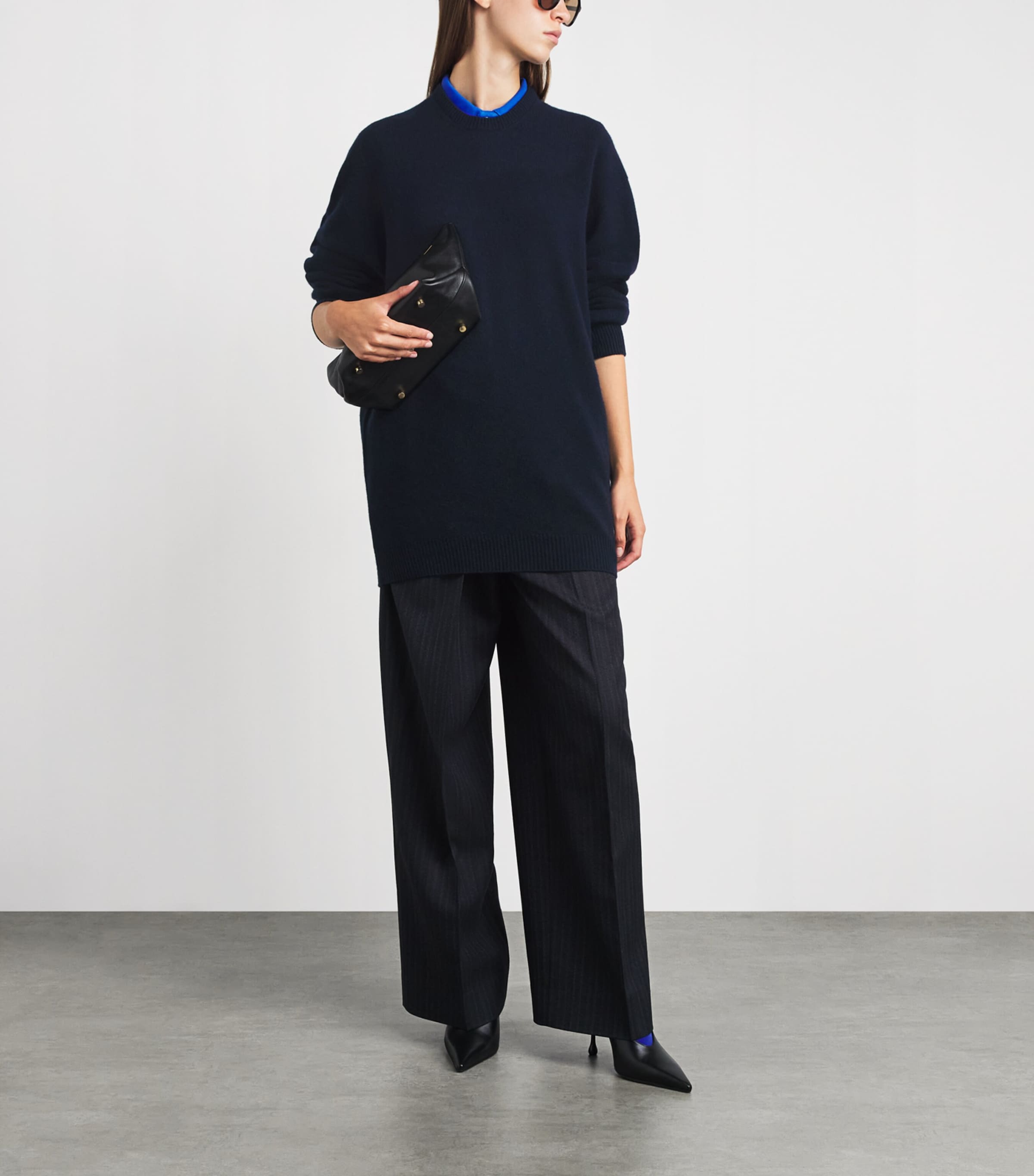 Jil Sander Womens Wool-Cashmere Sweater Ink Image 2