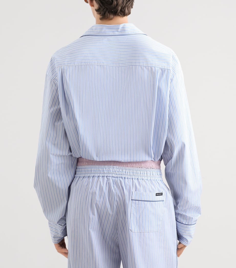 Dolce&Gabbana Mens Cotton-Silk Poplin Stripe Shirt Striped Image 5