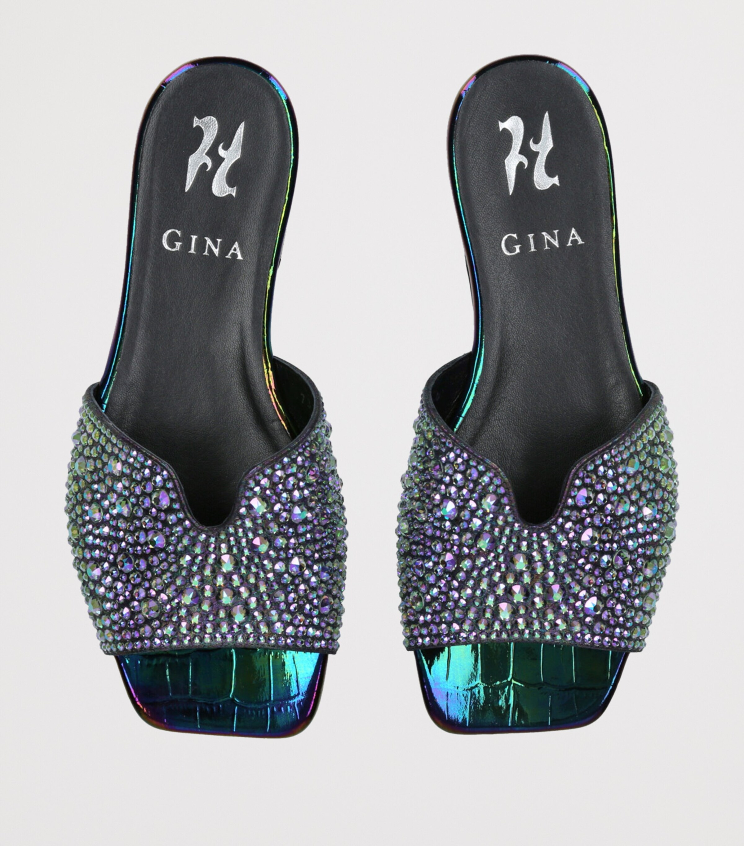 Gina Leather Embellished Amalfi Sandals Petrol Image 4