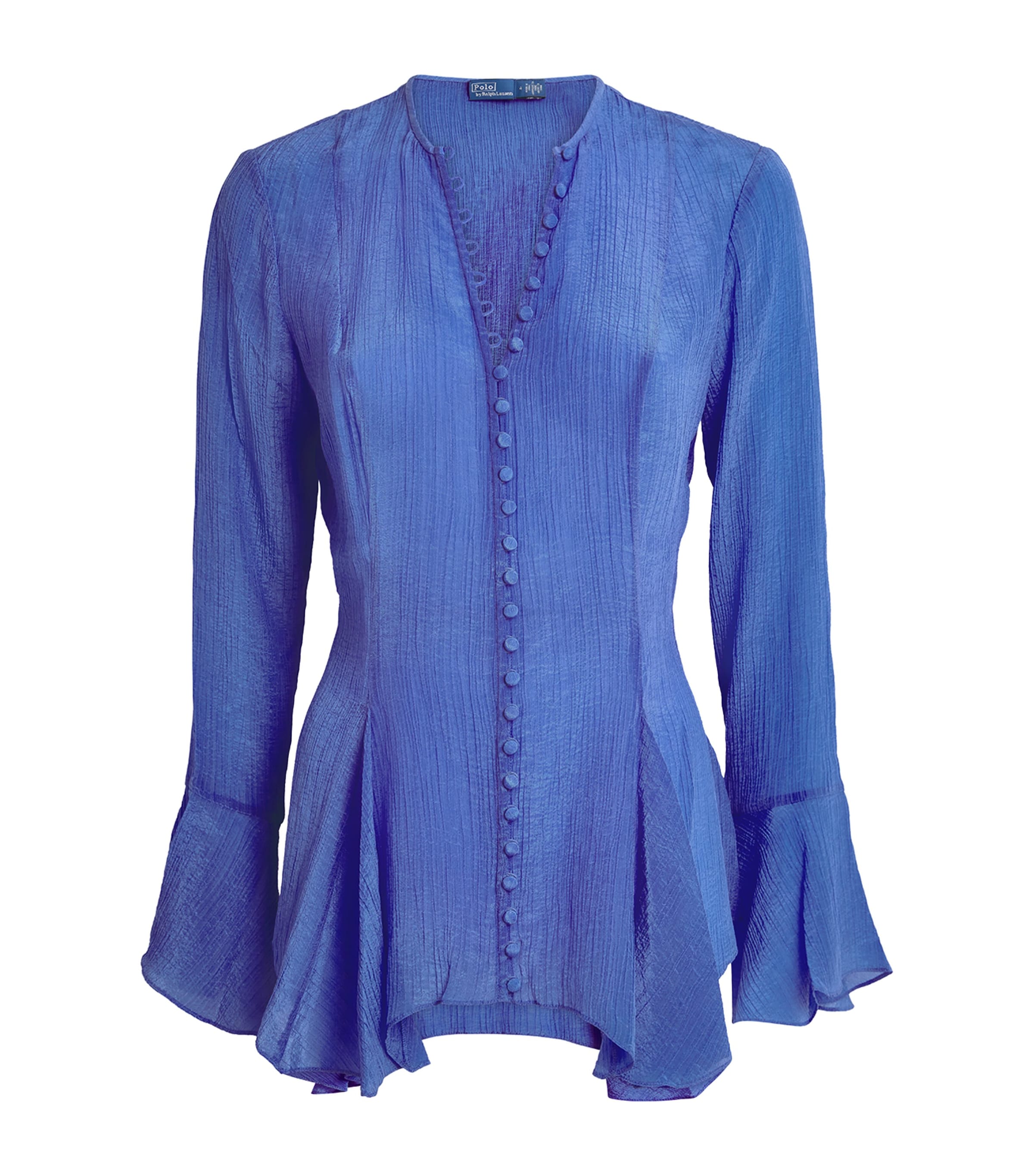 Polo Ralph Lauren Crinkled Blouse In Blue