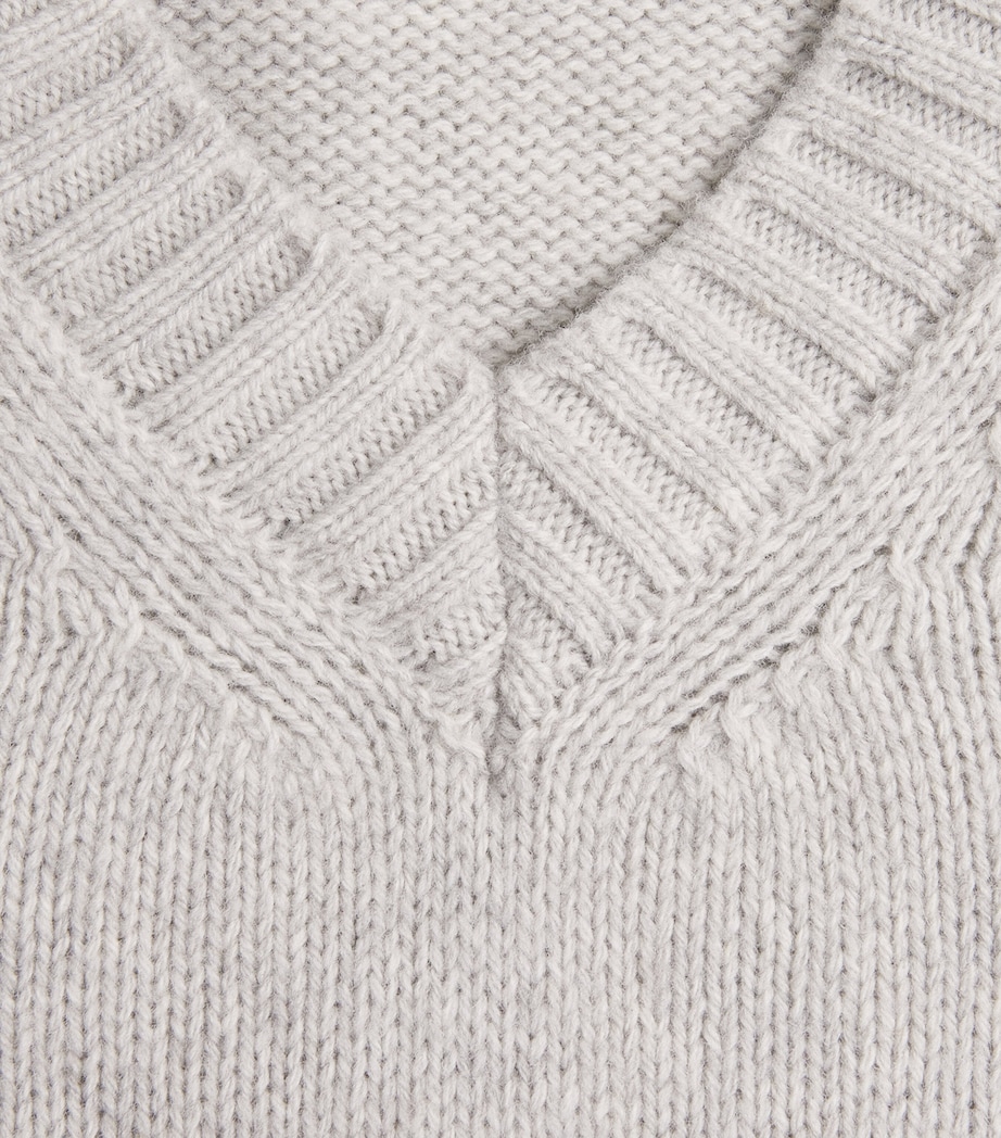 Wool V-Neck Sweater GRIGIO CHIARO MELANG Image 5