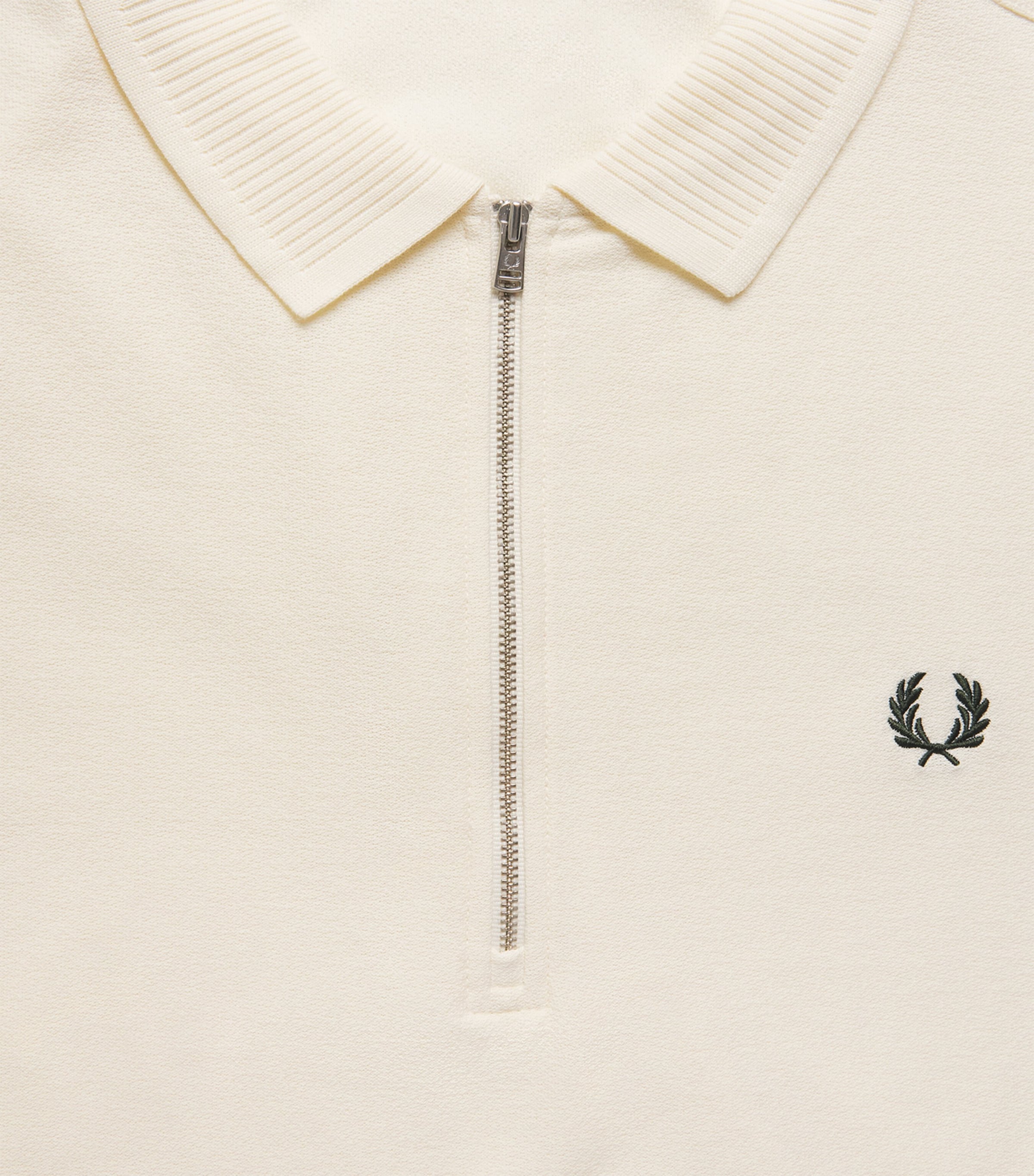 Fred Perry Mens Cotton Crepe Piqué Polo Shirt Ecru Image 6