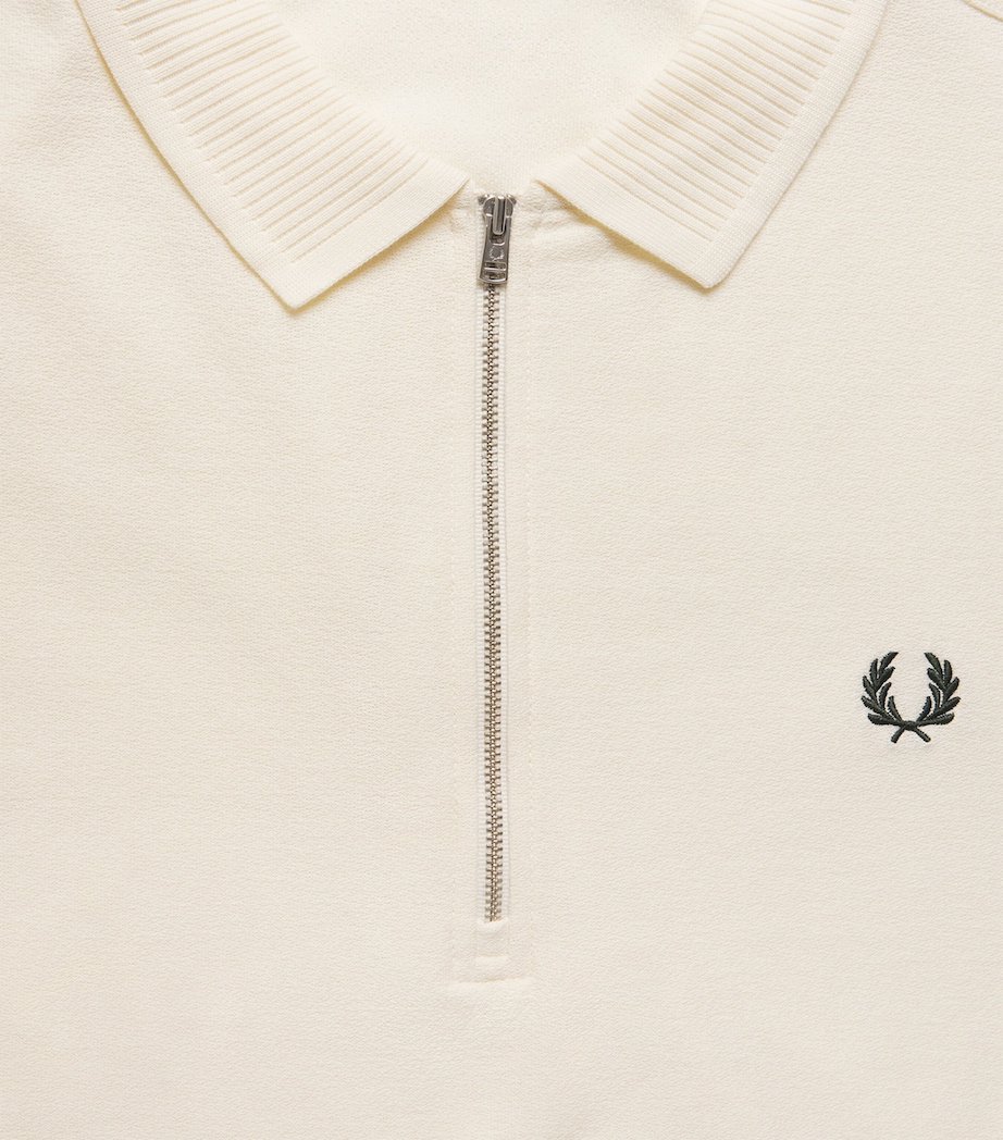 Fred Perry Mens Cotton Crepe Piqué Polo Shirt Ecru Image 6