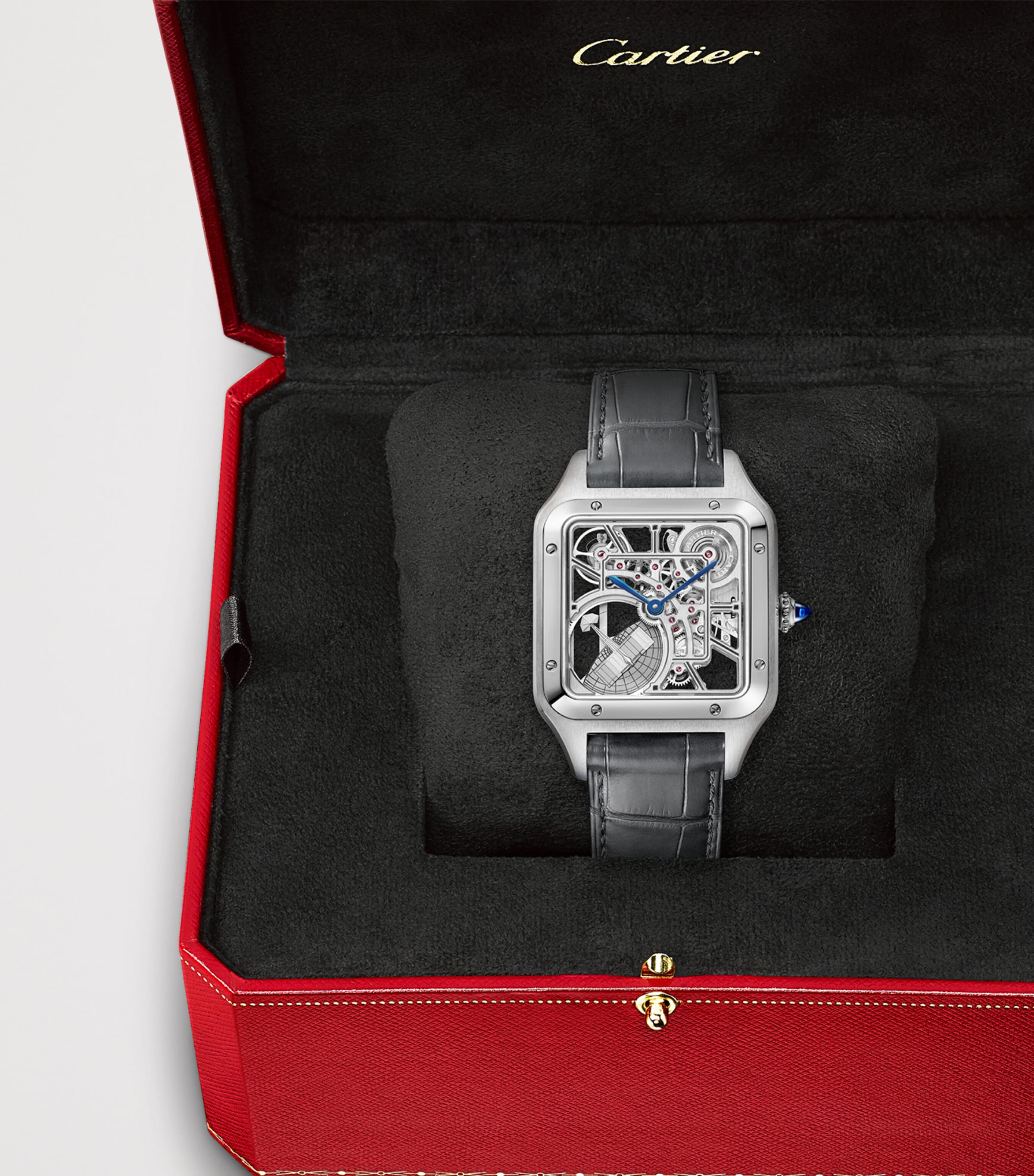 Cartier Stainless Steel Santos-Dumont Skeleton Watch 31mm Steel Image 8
