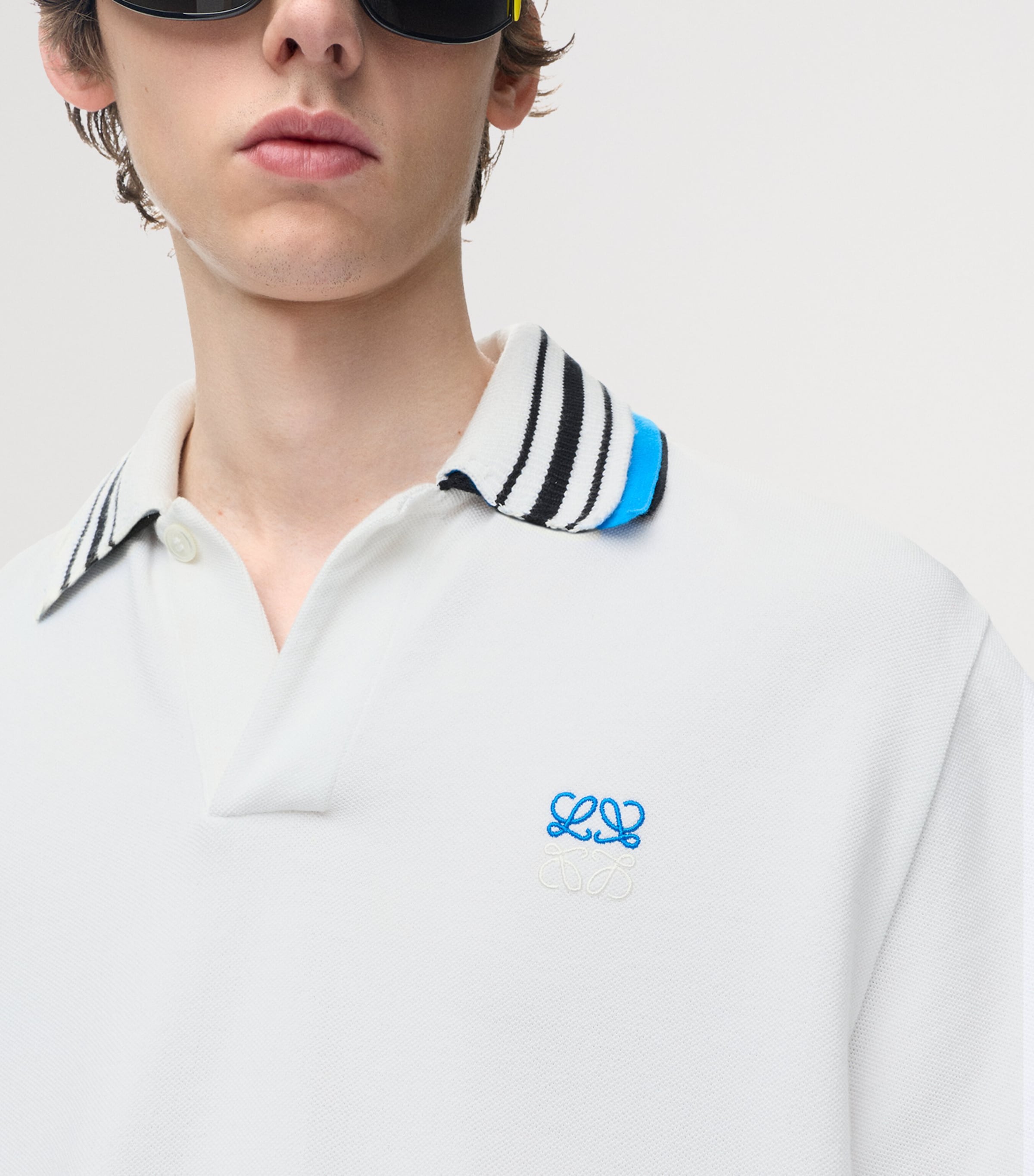 LOEWE Mens Stretch-Cotton Polo Shirt White Image 5