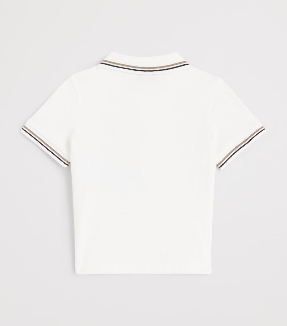 Emporio Armani Kids Stretch-Cotton Logo Polo Shirt (6-36 Months) Off White Image 2