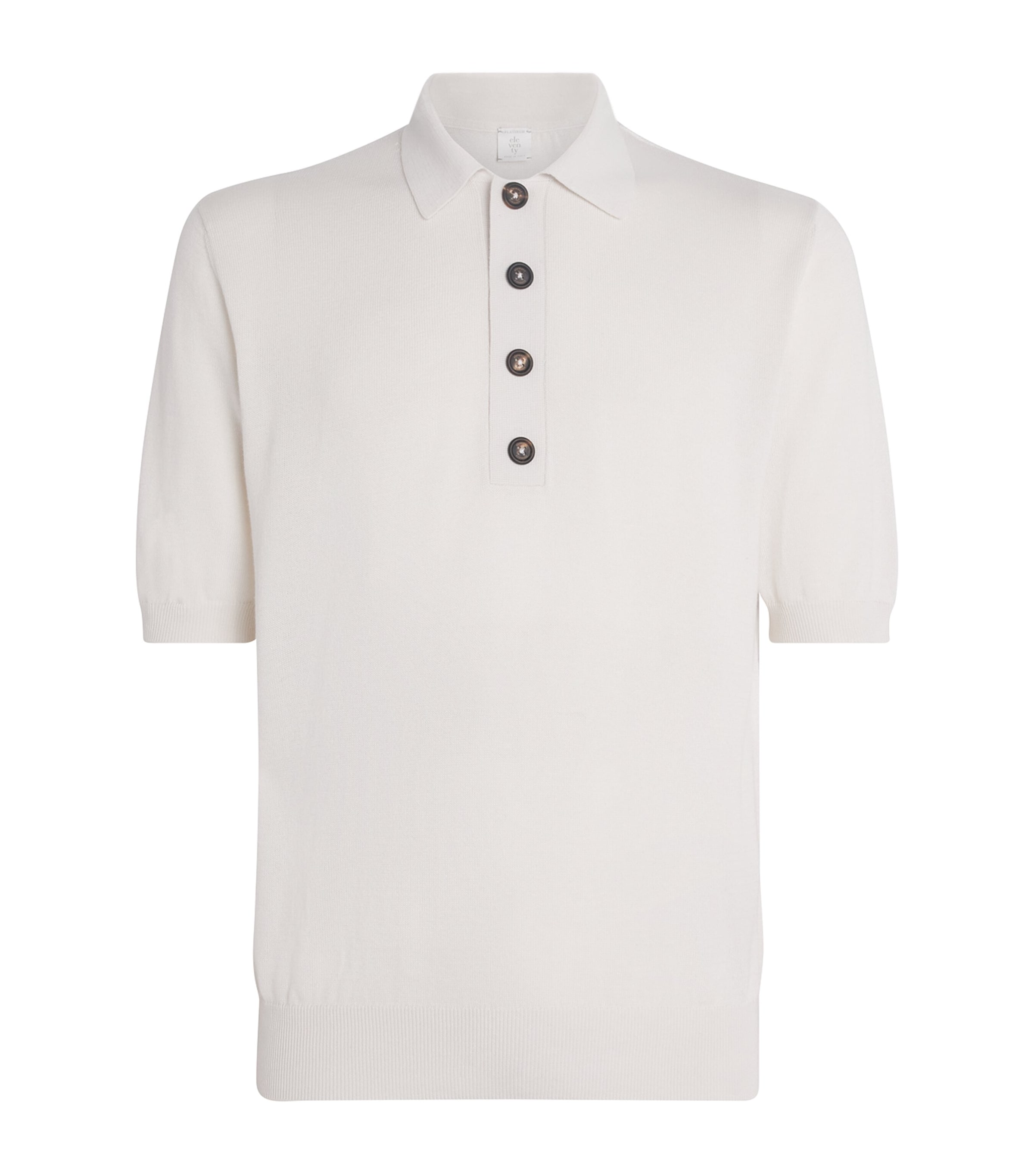 Eleventy Mens Cotton-Cashmere Polo Shirt Bianco Image 1