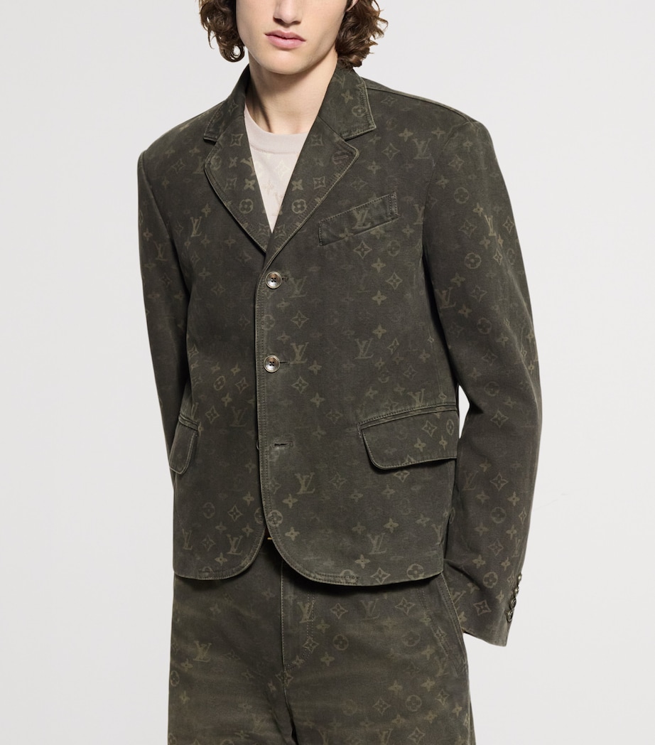 Waxed Denim Monogram Blazer DARK KHAKI Image 2