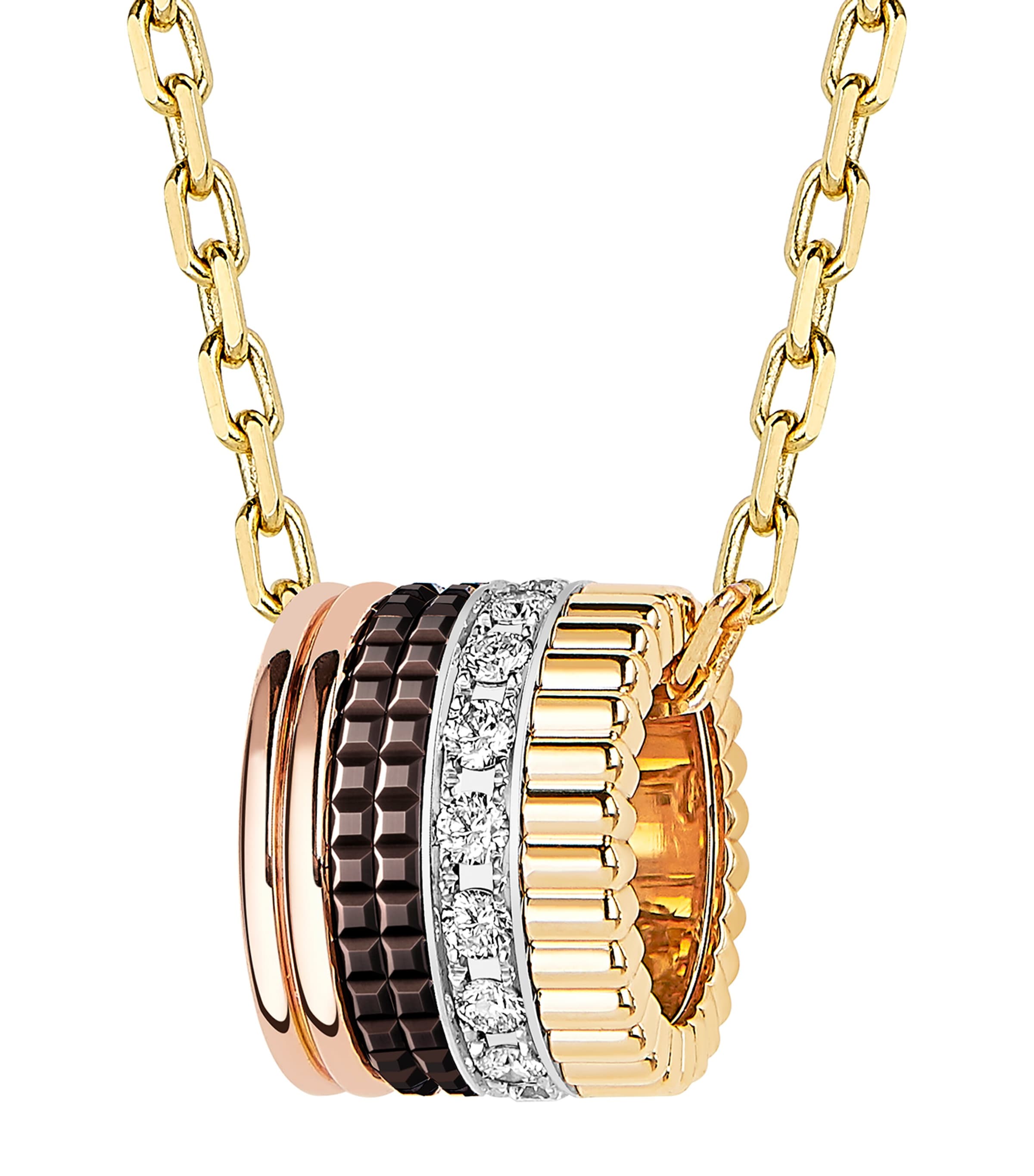 Large Mixed Gold and Diamond Quatre Necklace GOLD Image 3