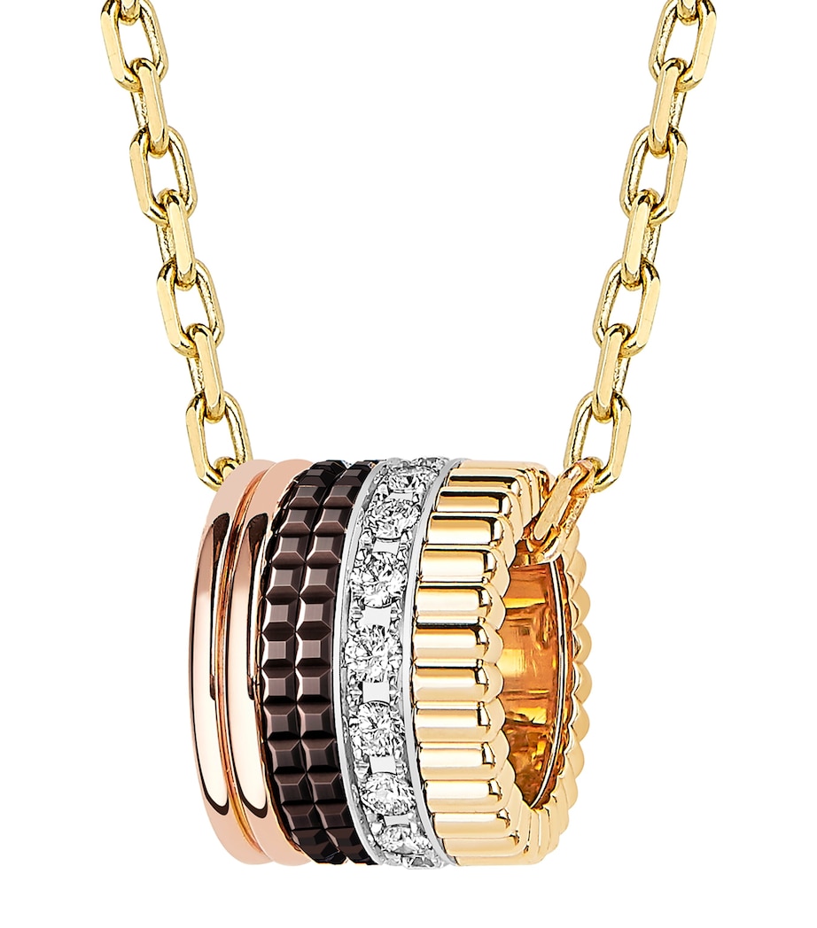 Large Mixed Gold and Diamond Quatre Necklace GOLD Image 3