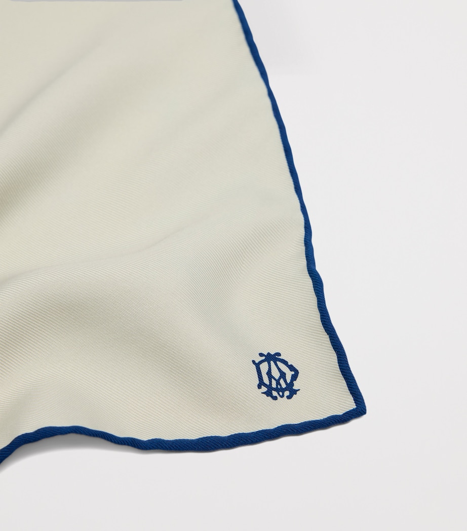 Dunhill Mulberry Silk Cypher Logo Pocket Square Grey Image 2