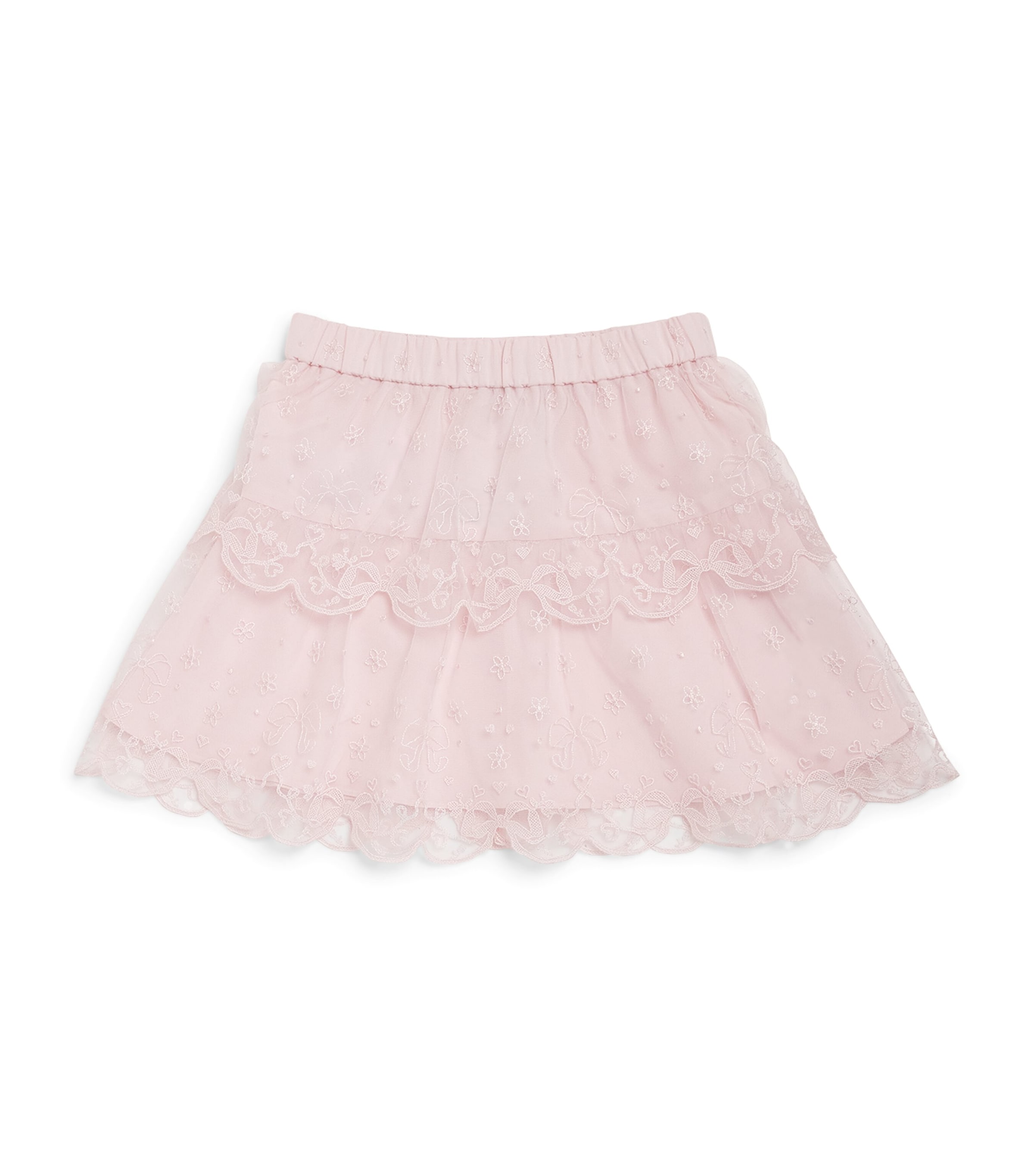 Shop Self-portrait Mesh Embroidered Mini Skirt In Pink