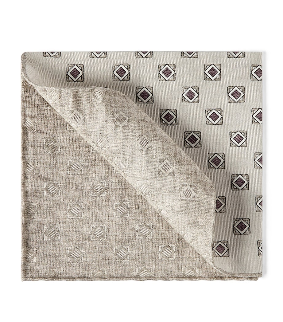 Brunello Cucinelli Silk Geometric Square Pocket Square Image 1