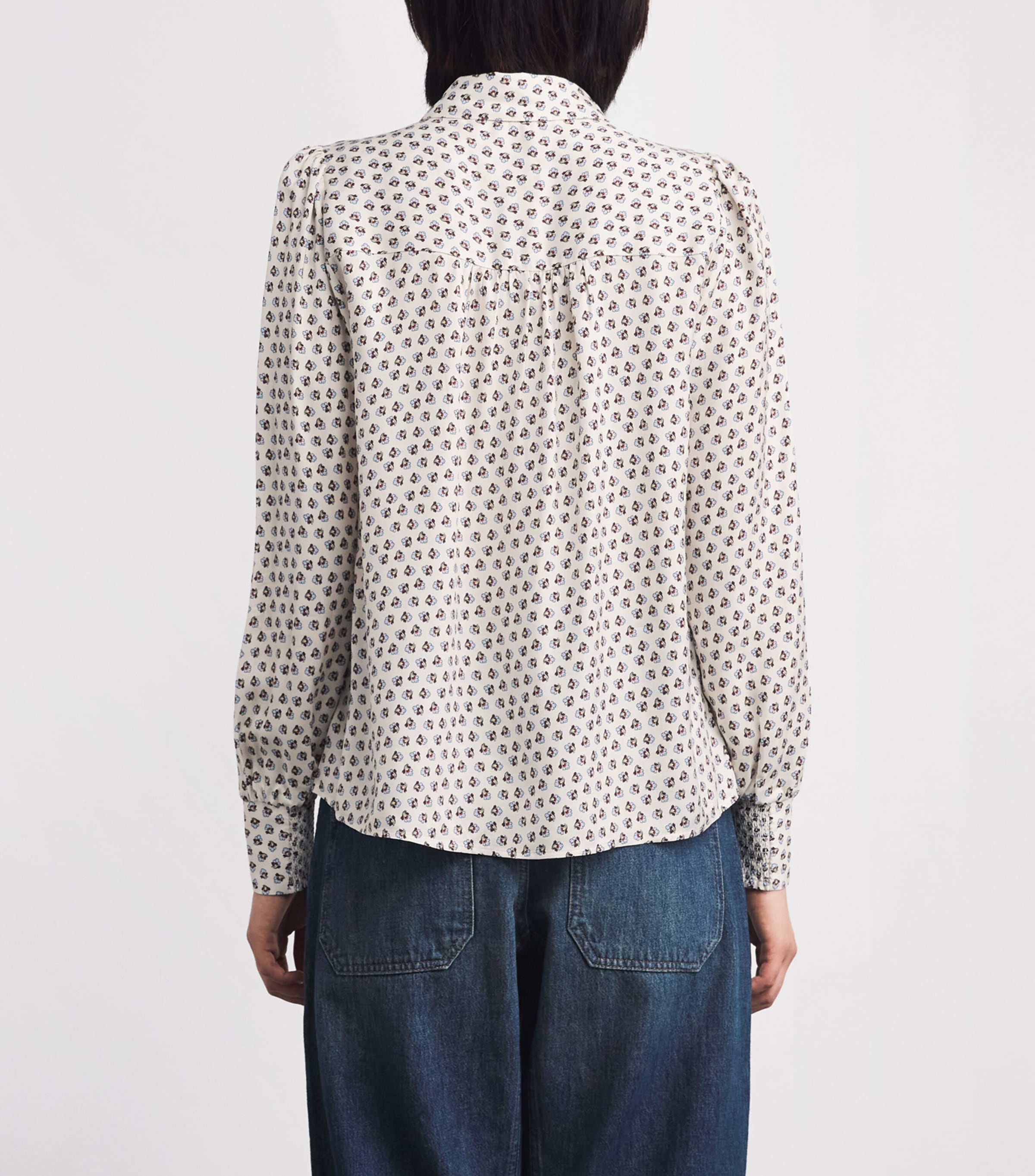 ME+EM Womens Twill Paisley Blouse and Tie Light Cream Multi Image 4