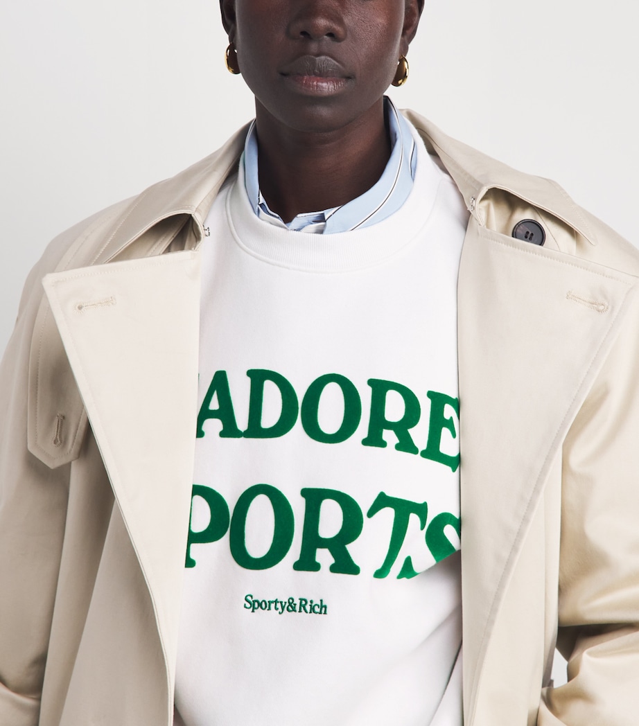 Sporty & Rich Womens Cotton J’adore Sweatshirt White Kelly Image 3