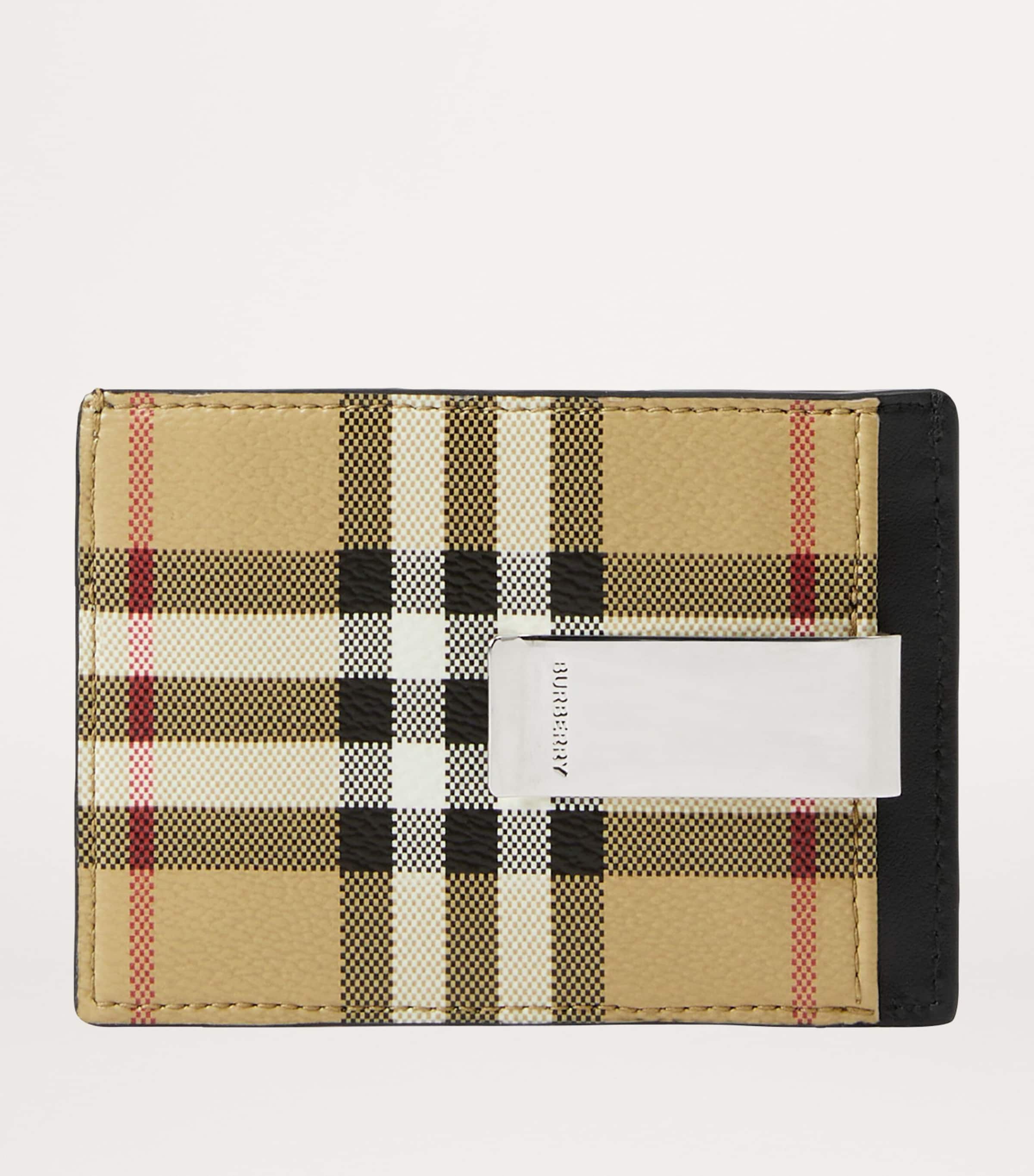Burberry Beige Check Money Clip Card Holder Harrods UK