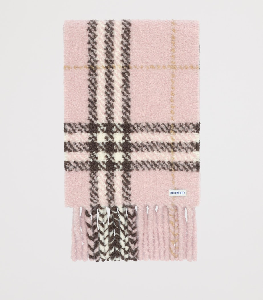 Burberry Alpaca-Wool Bouclé Scarf Bow Pink Ip Check Image 4