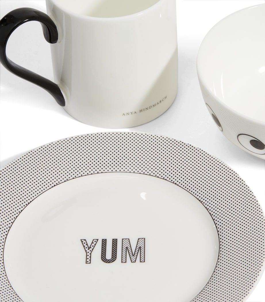 Ceramic Eyes Mug, Bowl and Plate Set WHITE Image 4