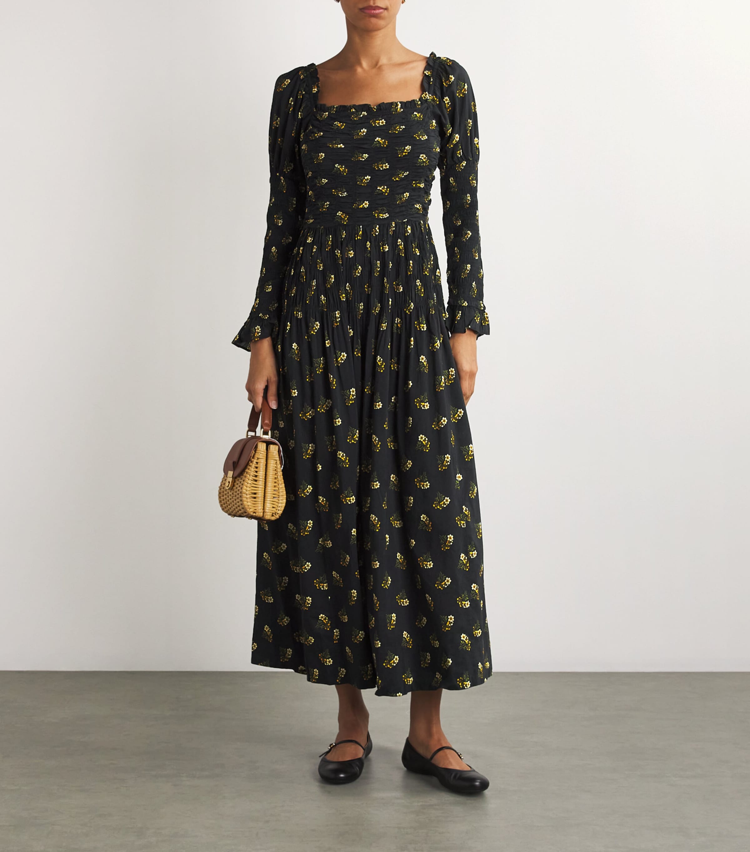 DEN Black Floral Wilmina Maxi Dress | Harrods US