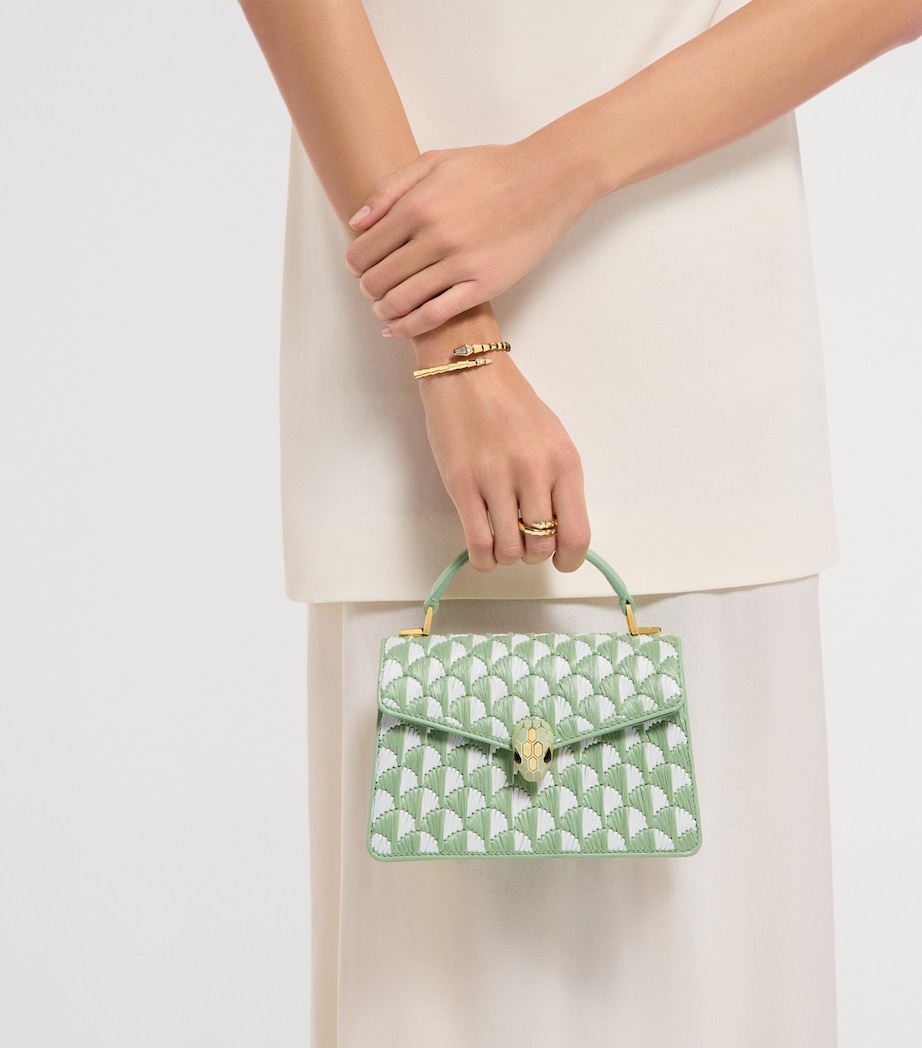 Bvlgari Mini Raffia Serpenti Forever Top-Handle Bag Green Medium Image 2