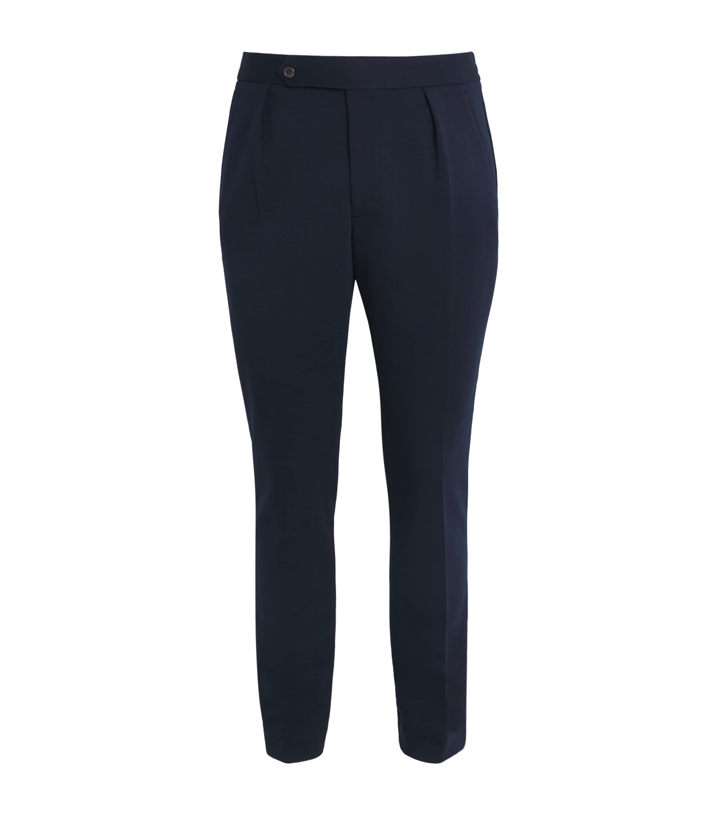 Ralph Lauren Tech Knit Pleated Trousers In Blue