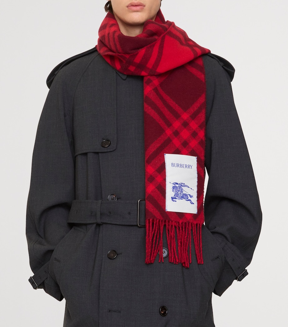 Cashmere Check Scarf OXBLOOD RED Image 5