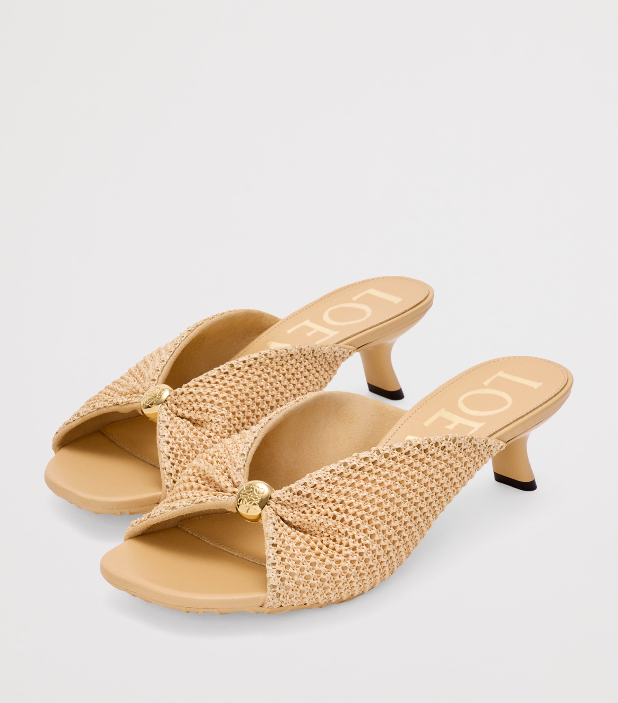 LOEWE x Paula's Ibiza Woven Pebble Heeled Sandals 45 Natural Image 2