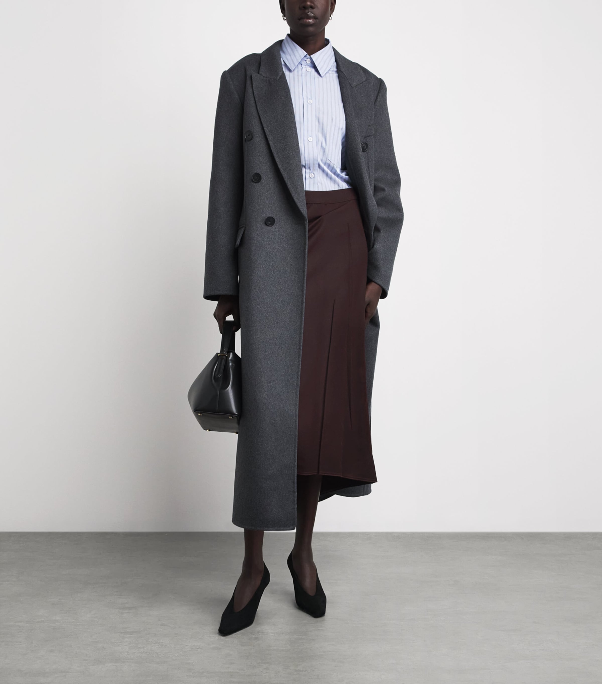 Victoria Beckham Womens Wool Pressed Tailored Midi Skirt Acai Image 2