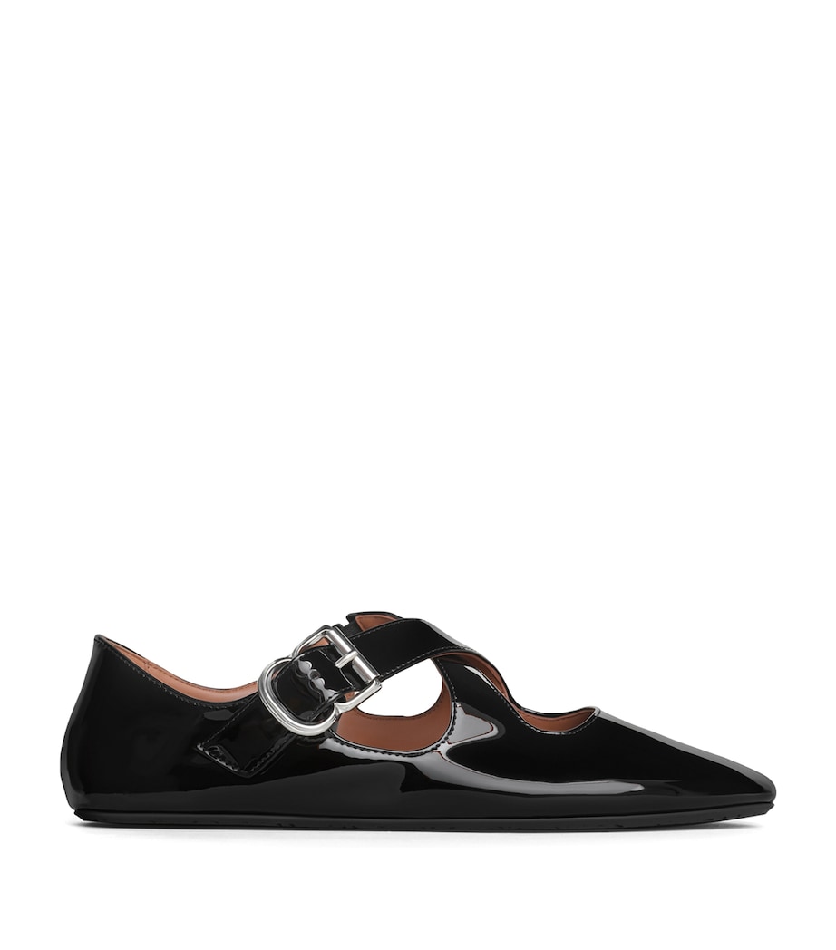 Patent Leather Criss-Cross Ballet Flats NOIR Image 1