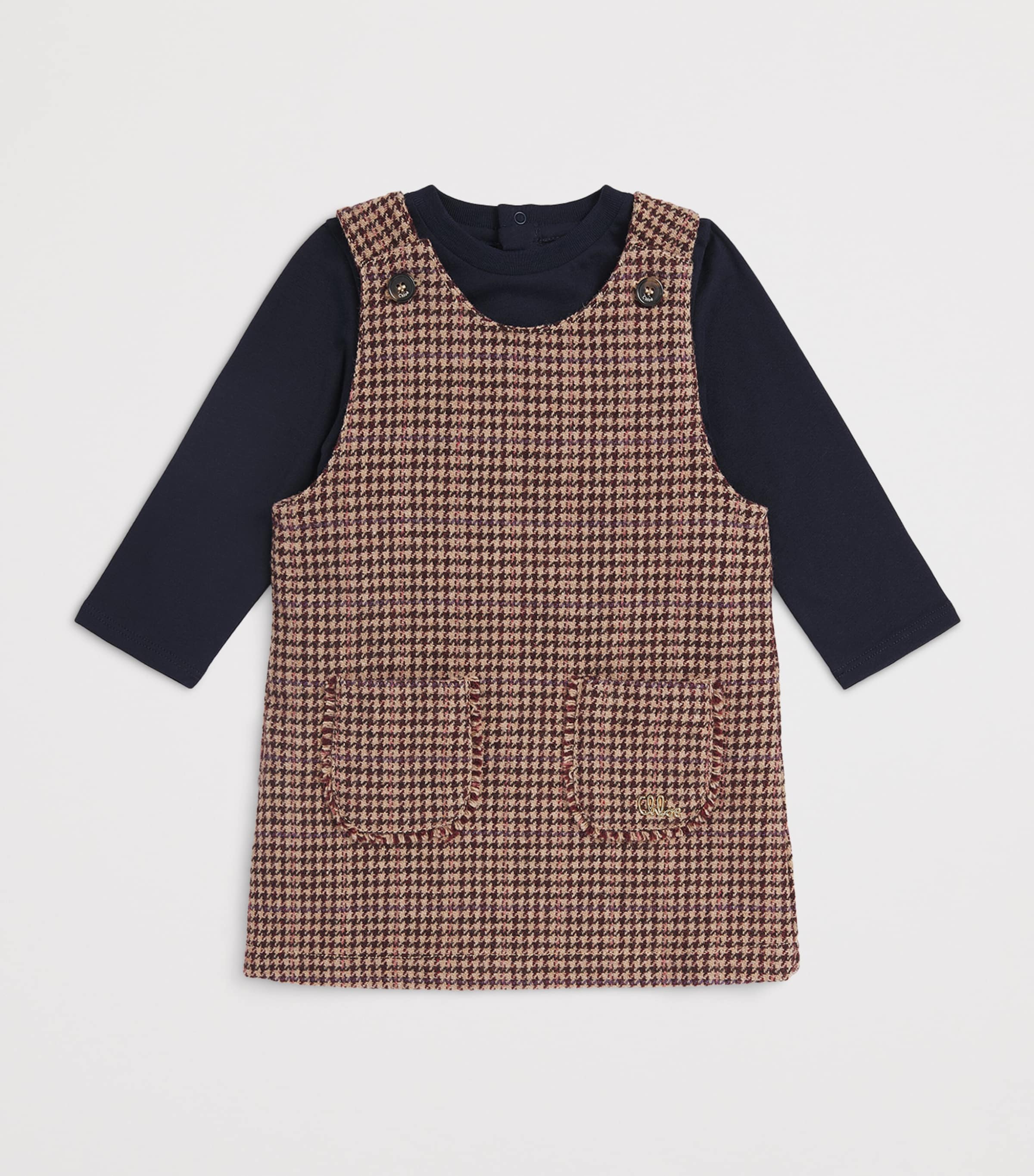 Chloé Kids T-Shirt and Dress Set (6-36 Months) Stone Choc Vbr Image 3