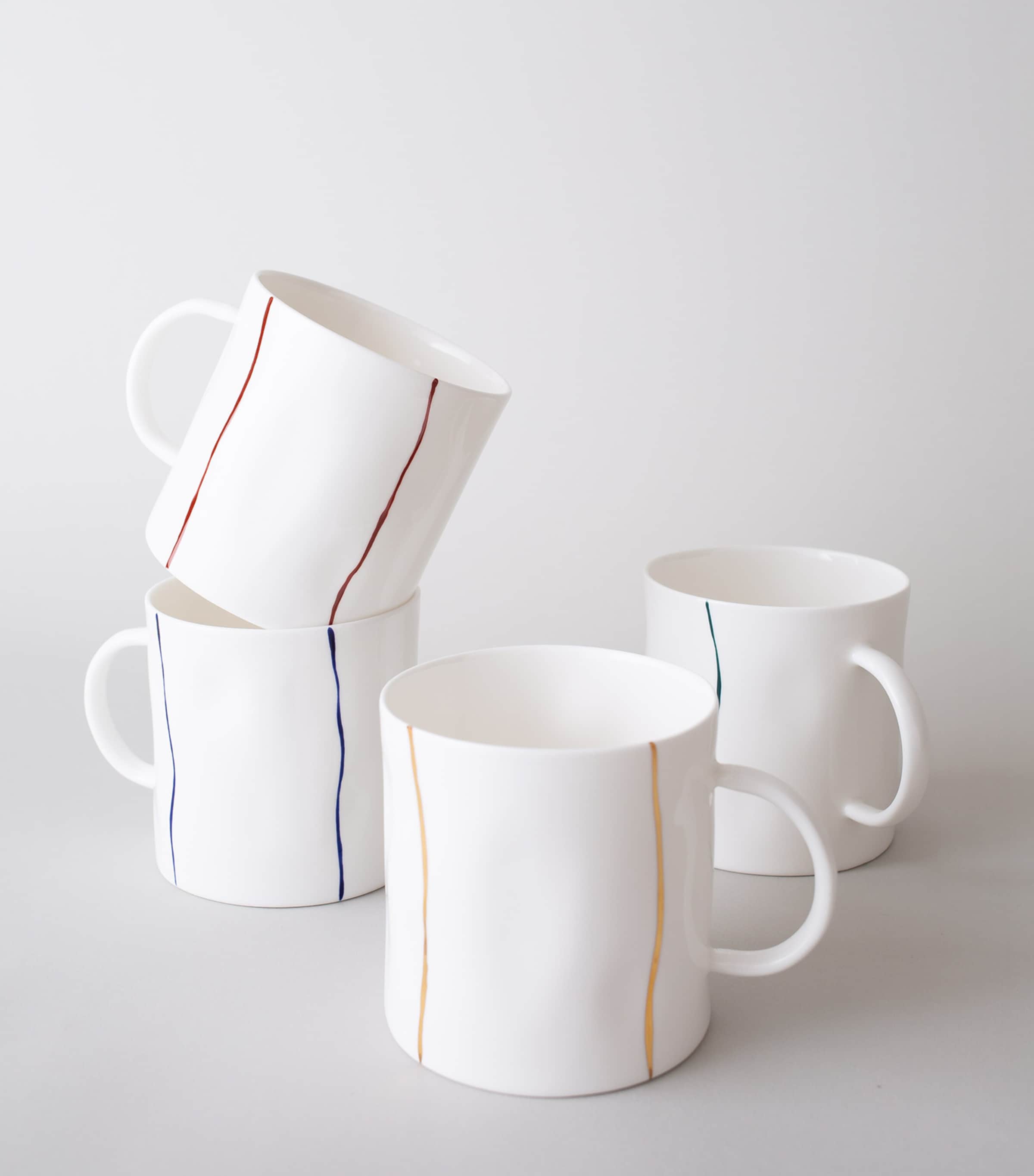 FELDSPAR Fine Bone China Stripe Tea Mug (Set of 4) Harrods Mix Image 4